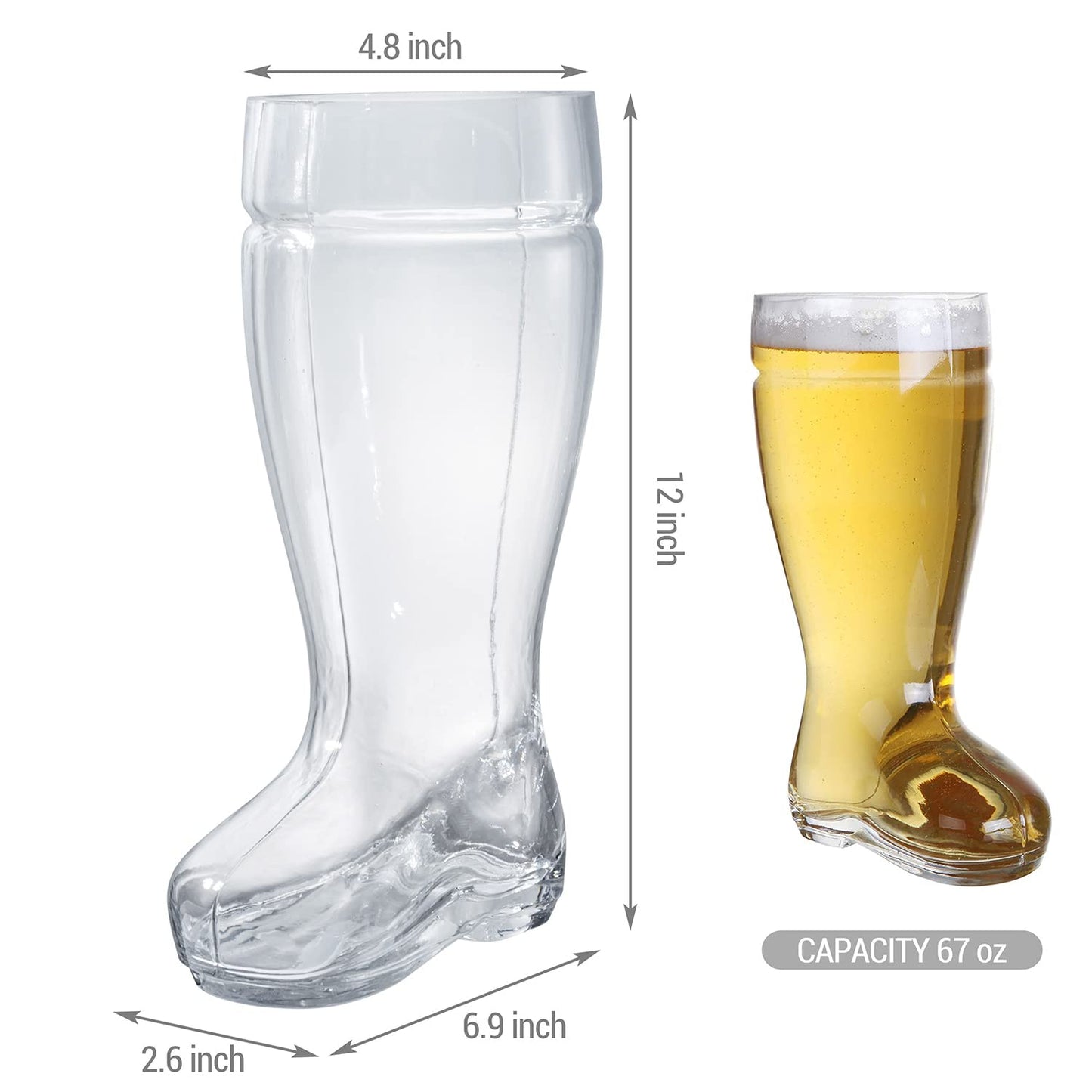 2 Liter Beer Boot Glass Set - Novelty Oktoberfest Drinking Beer Boots/Vases - Set of 2 - MyGift®