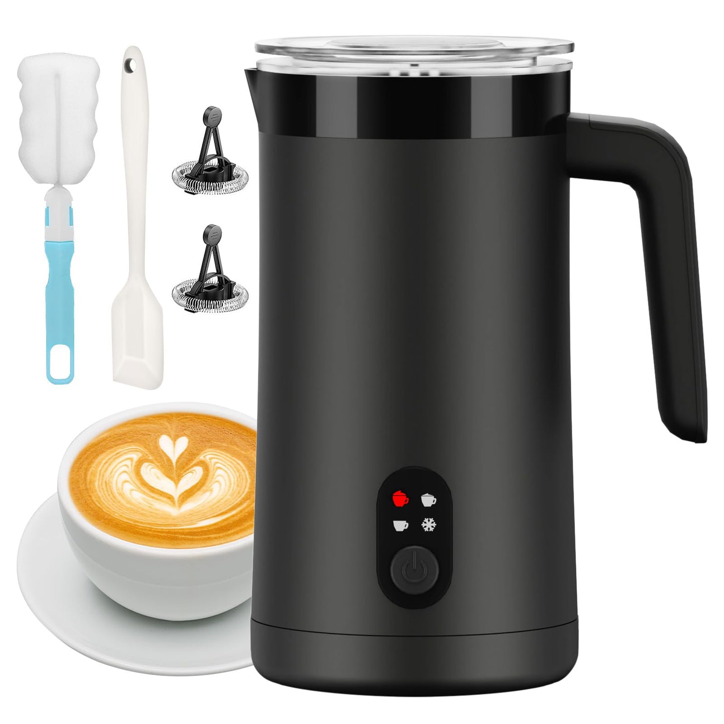 CookSwift Milk Frother, Electric Milk Frother and Steamer, 13.5oz/400ml 4-in-1 Frother for Coffee, Automatic Large Capacity Hot and Cold Foam Maker for Latte, Cappuccino, Macchiato(Black)