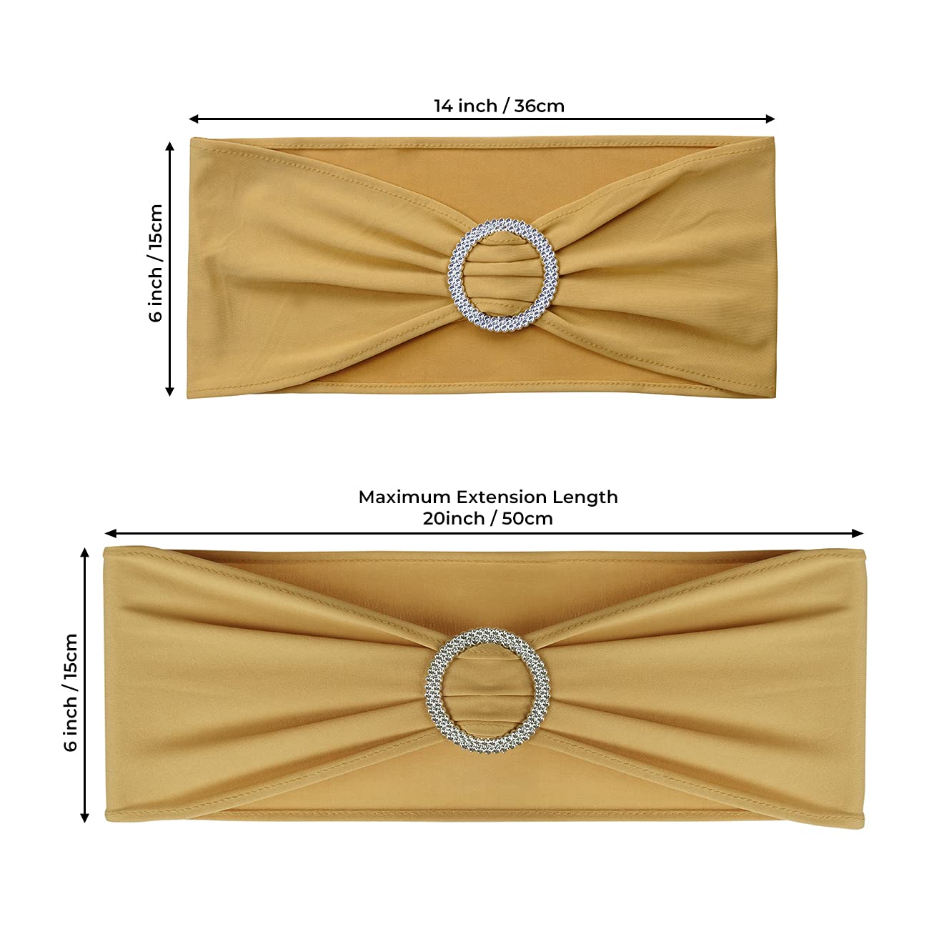 Spandex Chair Sashes Bows - Babenest 100PCS Premium Stretch Chair Cover Band with Buckle Slider Universal Elastic Chair Ties for Wedding Party Ceremony Reception Banquet Decoration (Gold)