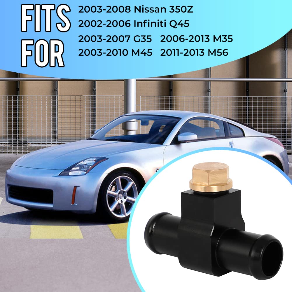 MOTOQUEEN Replace for 92500-AR000 & 92500-JK20A Heather Hose Connector Fits for Nissan Z33 350z Z34 370z Infiniti G35 G37 Coolant Bleeder Port with 2PCS Clamps
