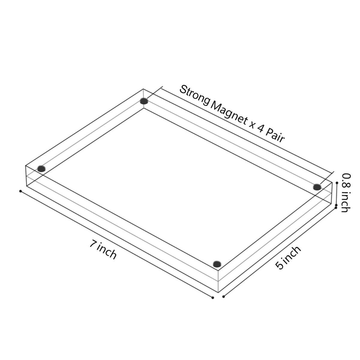 5x7 Acrylic Photo Frame, Magnetic Picture Frames, 10 + 10MM Thickness Stand in Desk Table, Clear (5 Pack)