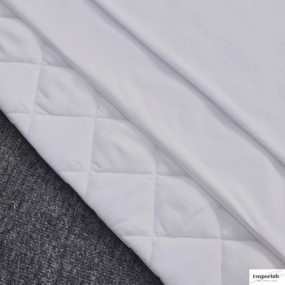 Emporiah Waterproof Quilted Pillow Protector Pad, Super Soft, Breathable and Noiseless, Zippered - Set of 2 Pillow Covers