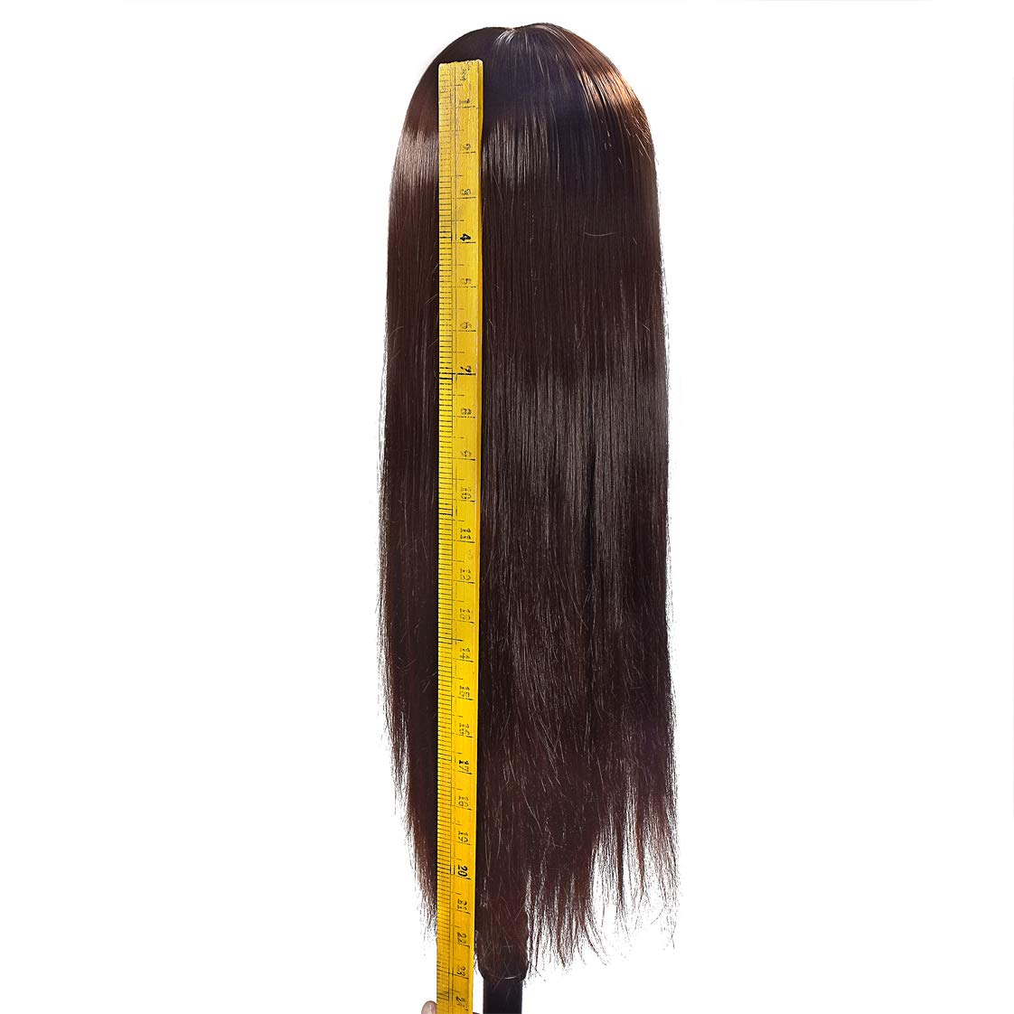 26"-28" Cosmetology Mannequin Head Hairdressing Training Head Manikin Doll Head Synthetic Hair with Free Clamp