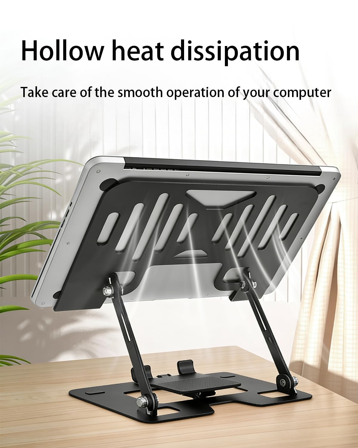 VICSDEP 2-in-1 Laptop Stand for Desk with Phone & Tablet Holder Black