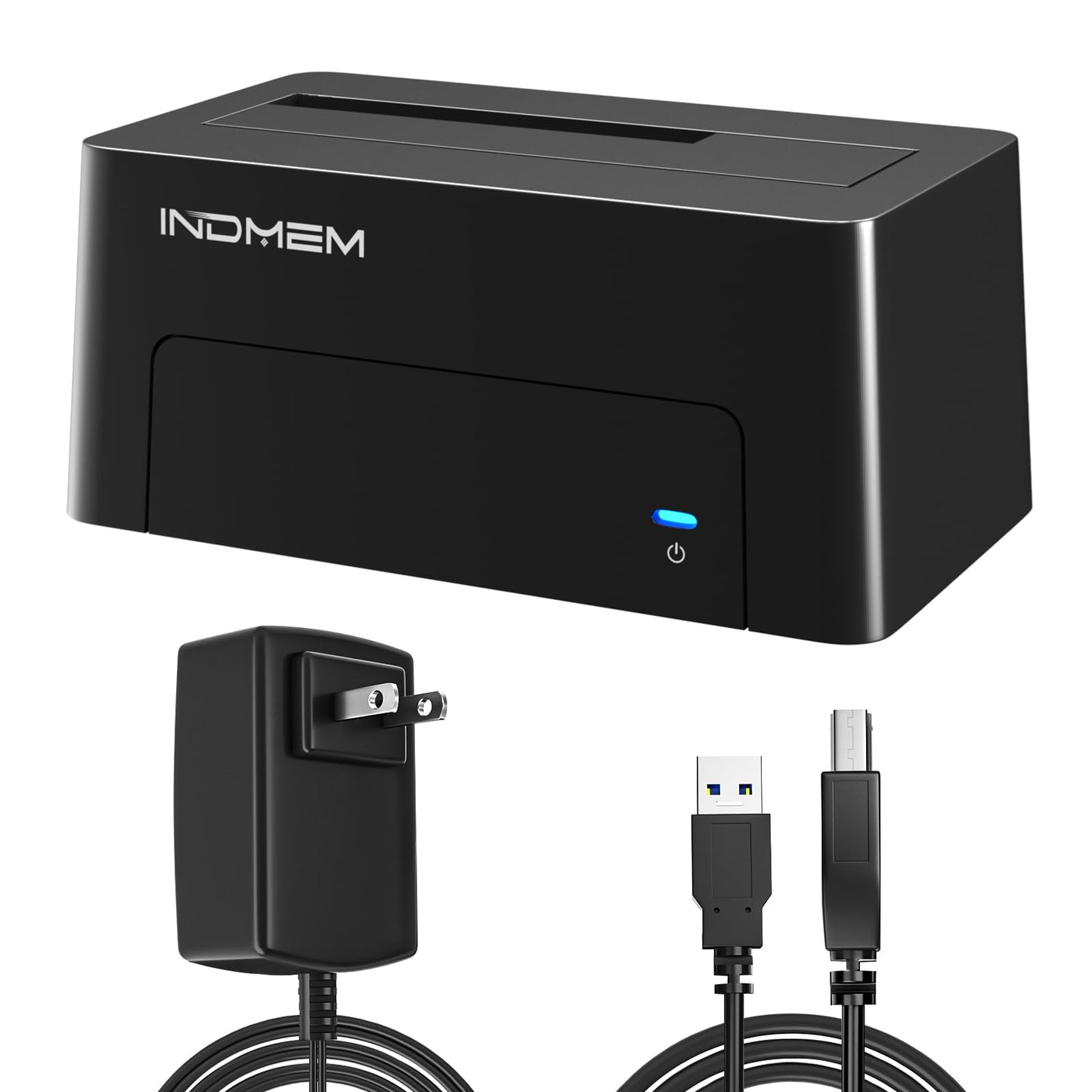 INDMEM Upgraded SAS to USB 3.0 Adapter, SAS/SATA Hard Drive Enclosure Reader Converter Docking Station for 2.5/3.5 inch Server HDD SSD with 12V/2A Power Adapter,Support up to 24TB