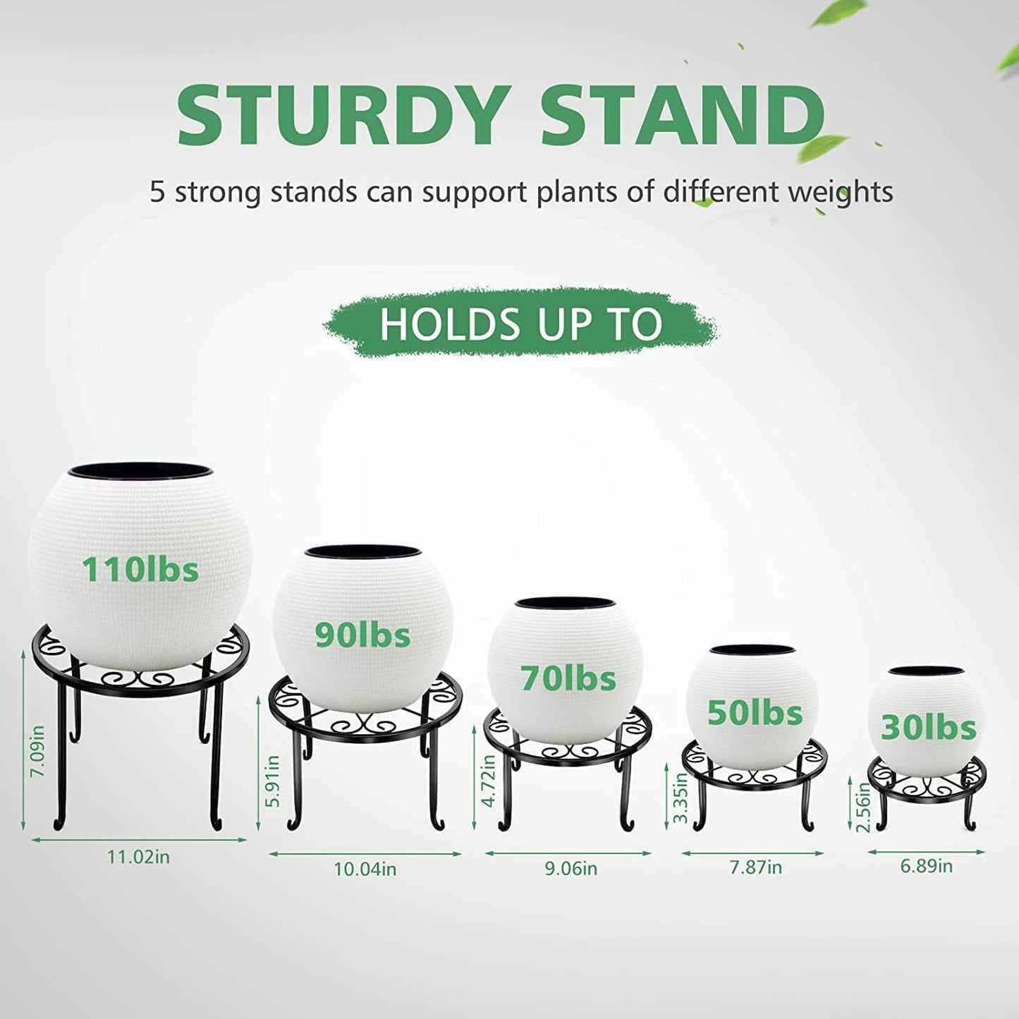 5 Pack Metal Plant Stand for Outdoor Indoor Plants, Heavy Duty Flower Pot Stands for Multiple Plant shelf, Rustproof Iron Round Flower Stands for Planter, Potted Plant Holder for Garden Home (Black)