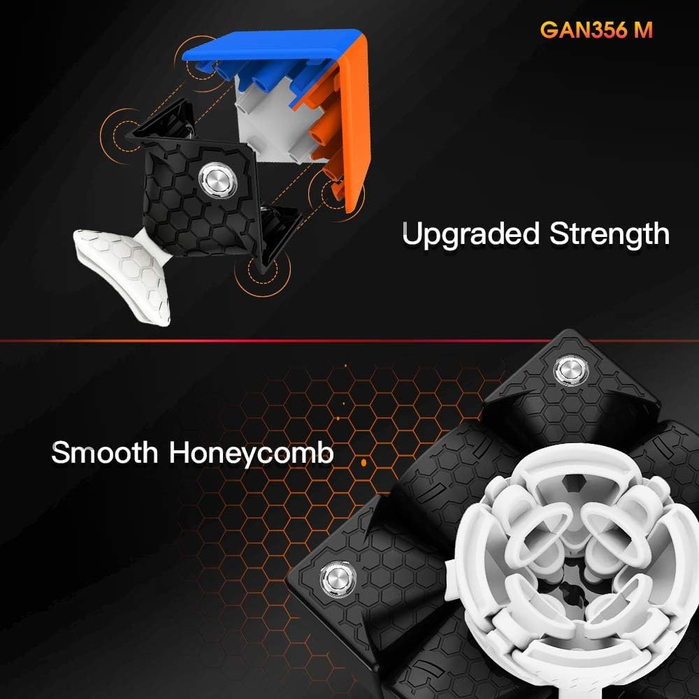 GAN 356 M with Extra GES Set, 3x3 Speed Cube Magnetic Stickerless, 3D Puzzle Fidget Toy Brain Teasers for Kids Teens Beginners Travel Games Holiday Birthday Gifts Stocking Stuffers