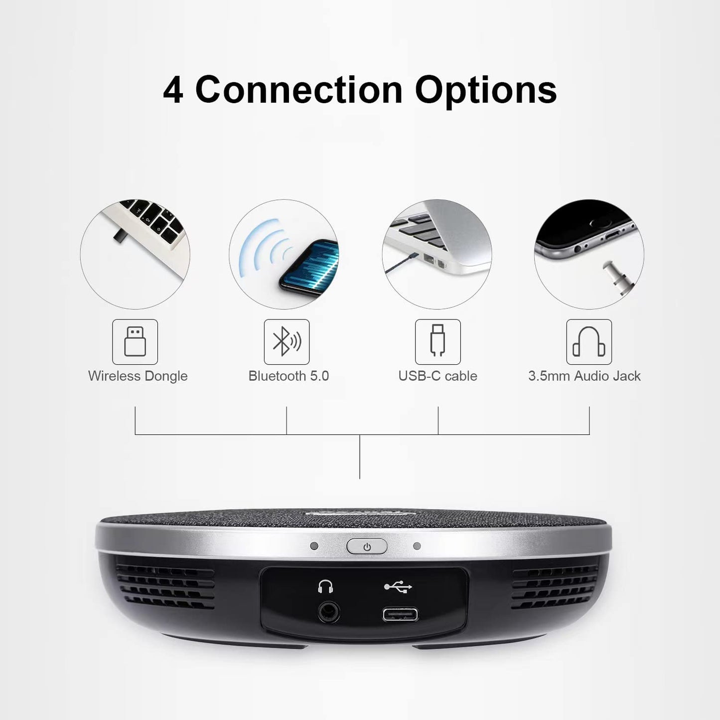Tenveo Conference Speaker with Microphone, Bluetooth/Wireless/USB omnidirectional Speakerphone Noise Cancelling Conference Call 360° Pickup for OBS Zoom MicroTeams for 10~12 People Online Meeting