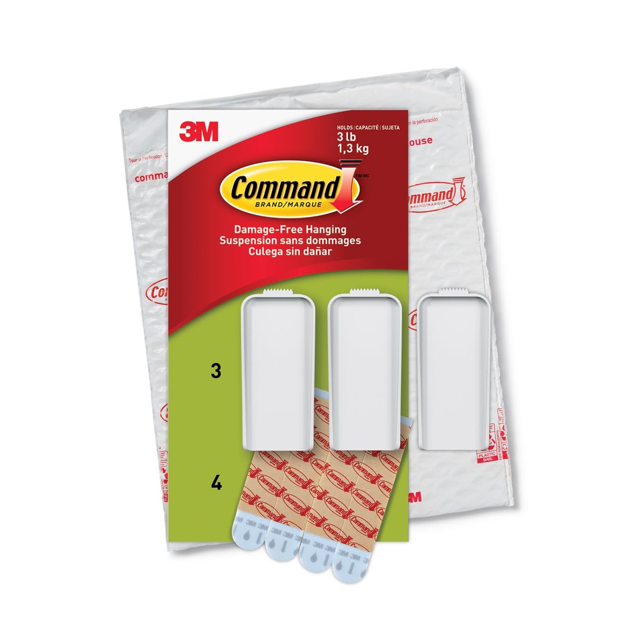 Command Large Canvas Hangers, 3 Canvas Hangers and 4 Command Strips, Damage-Free Hanging Sawtooth Frames, No Tools Wall Hook for Home Decor, Holds up to 3 lb 18"x24" Canvas