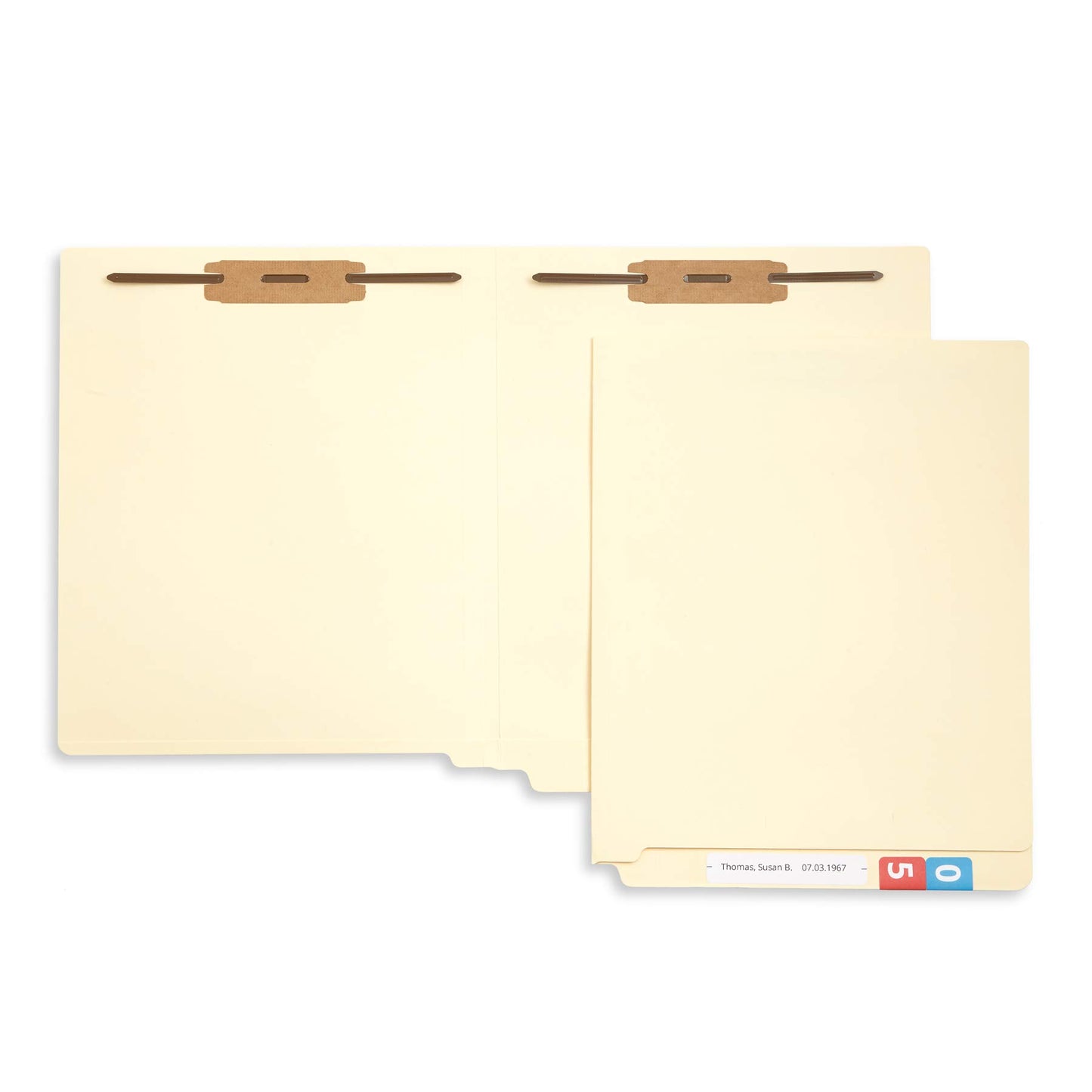 Blue Summit Supplies Heavyweight Manila Fastener File Folders with End Tabs, Reinforced Straight Cut End Tab Folders with 2 Fasteners, Standard Medical File Folders, Letter Size, Manila, 50 Pack