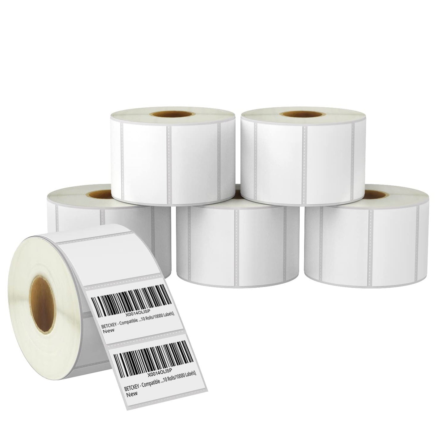 BETCKEY - 2.25" x 1.25" (57 mm x 32 mm) UPC Barcode & Multipurpose Labels Compatible with Zebra & Rollo Label Printer,Premium Adhesive & Perforated [6 Rolls, 6000 Labels]
