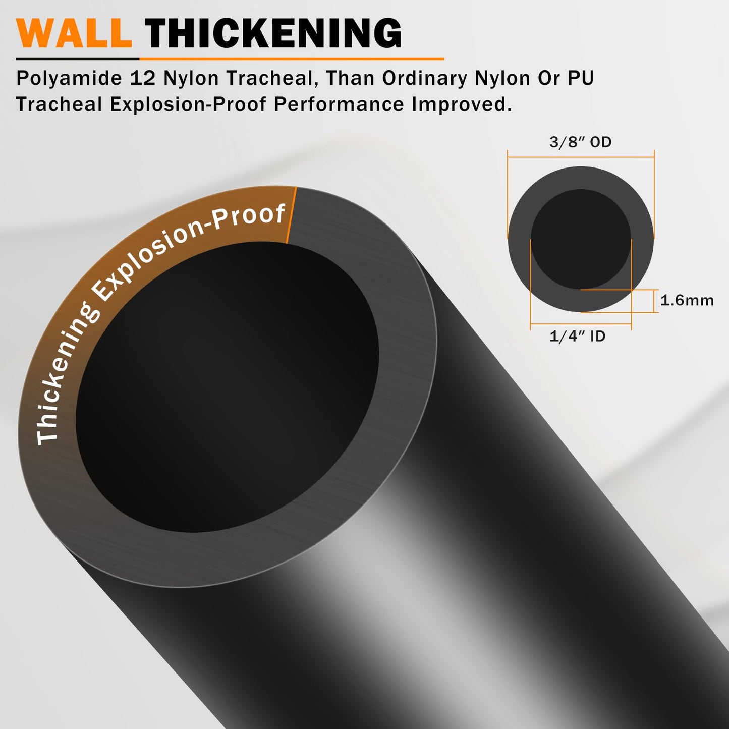 CheeMuii 100 FT 3/8" PA12 Nylon DOT Air Line SAE J844 DOT Air Hose 30.5 Meter 3/8 Inch OD Pneumatic Air Tubing Pipe Hose Line