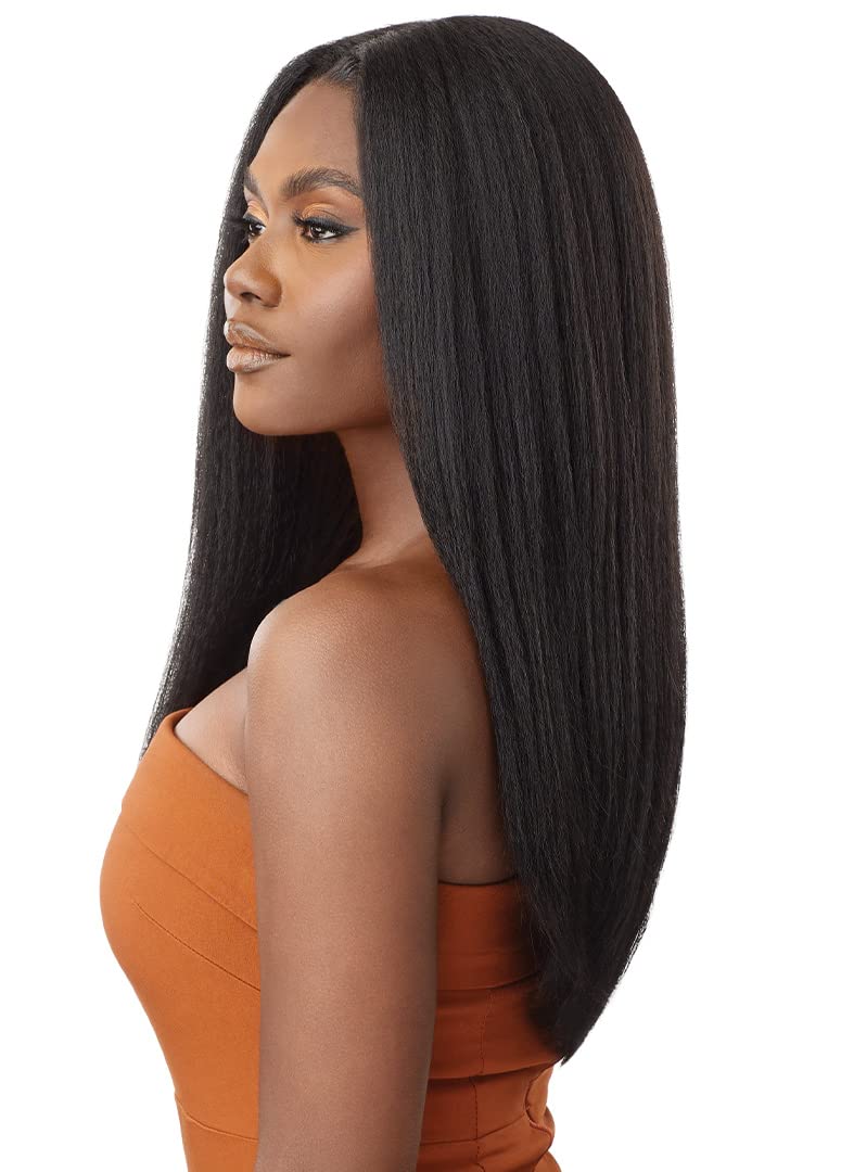 Outre Human Hair Blend 5x5 Lace Closure Wig - HHB-Kinky Straight 24" (Color:1B OFF BLACK)