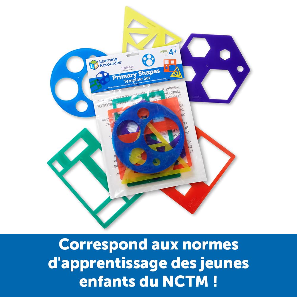 Learning Resources LER5440 Primary Shapes Template Set, Geometric Shapes, Tracing Helper, Ages 4+, LER5440