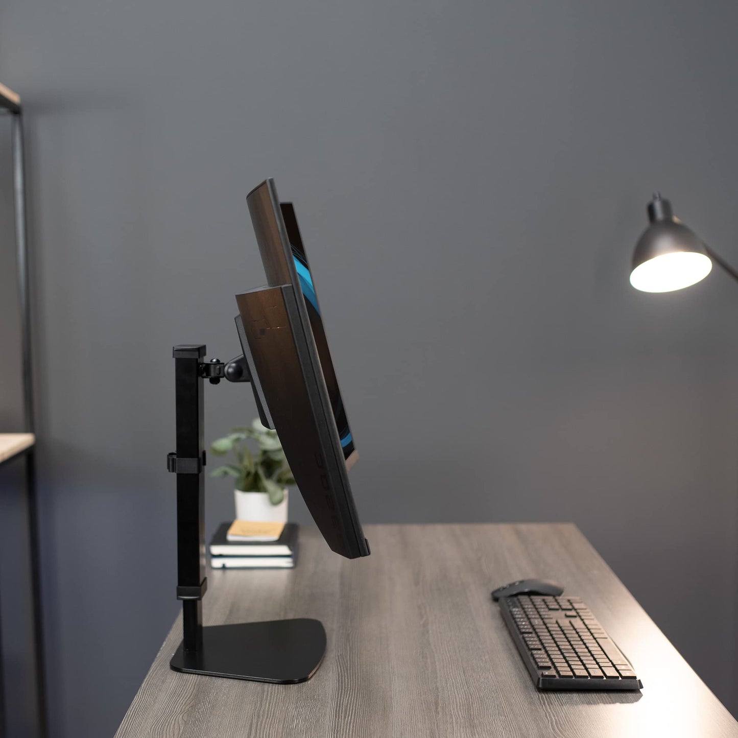 VIVO Tall Free Standing Single Monitor Desk Stand, Precise Ratchet System Height Adjustment Mount for Screens up to 32 inches, Black, STAND-V001V