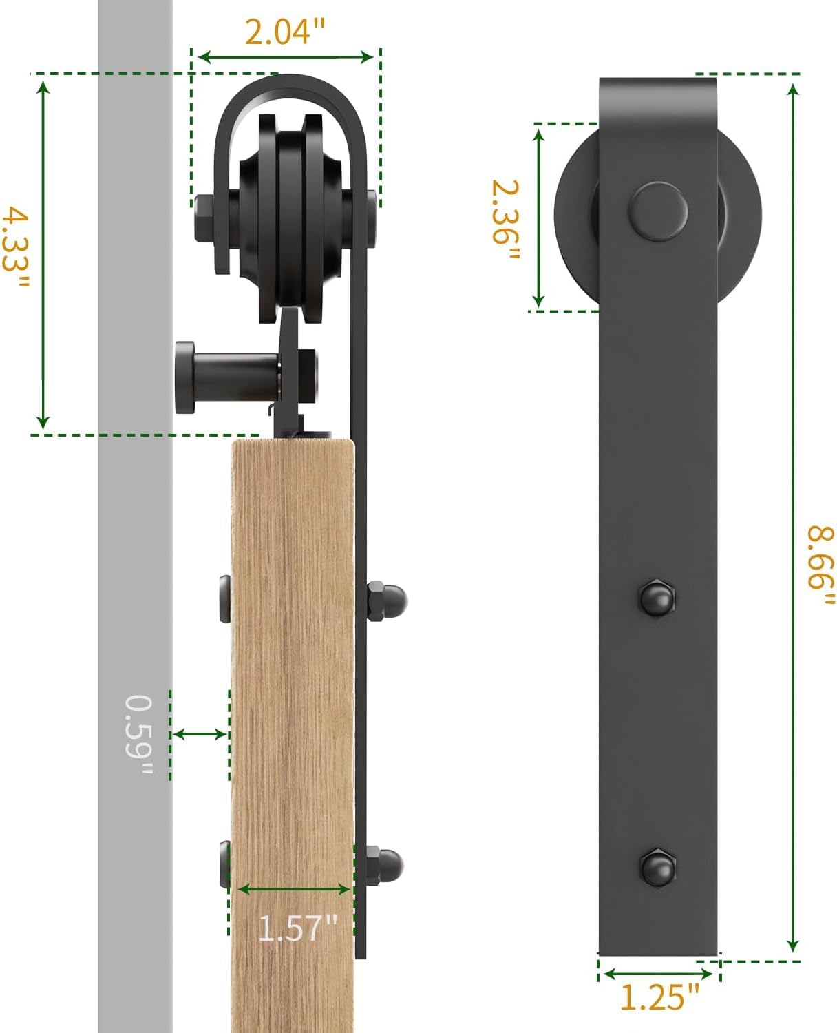 6 FT Black Barn Door Hardware Kit, Dulcii Heavy Duty Steel Slide Sliding Track Rail Hanger Roller 183cm Roller Door Hardware