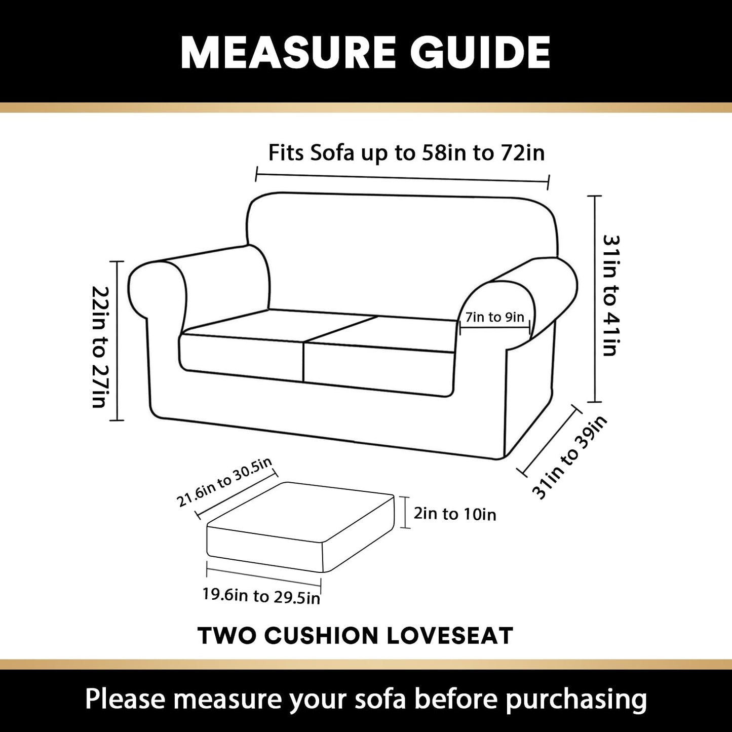 PrinceDeco Velvet Stretch 3 PCS Loveseat Covers for 2 Cushion Couch Loveseat Slipcovers (Base Cover & 2 Individual Seat Cushion Covers) Thick Sofa Covers Bonus Two Elastic Straps (Loveseat, Deep Teal)