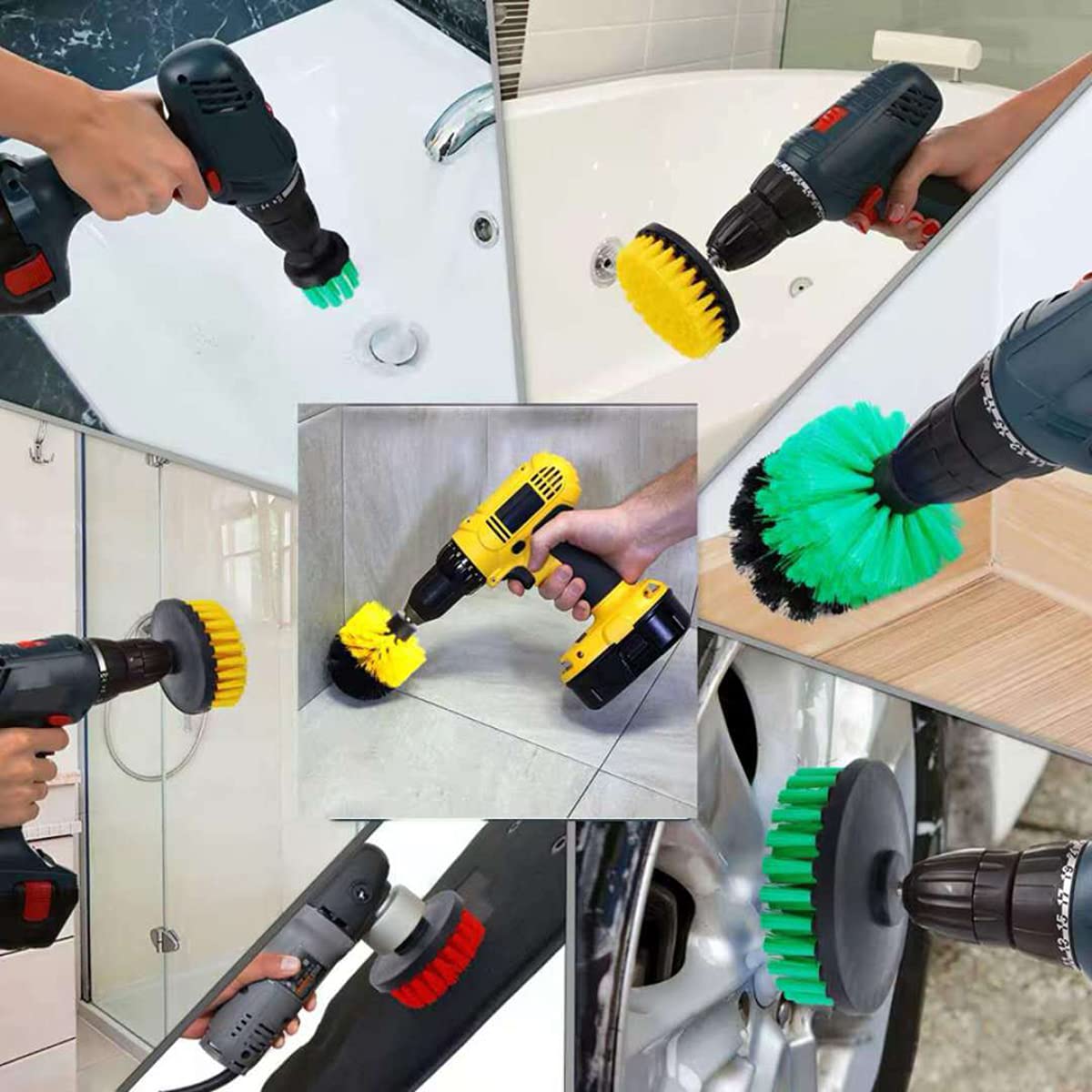 Exiron Multicolor Electric Drill Brush Set Kit 37 Pieces for Cleaning, Household Cleaning Brushes, with Quick-Change Shaft for Replacement
