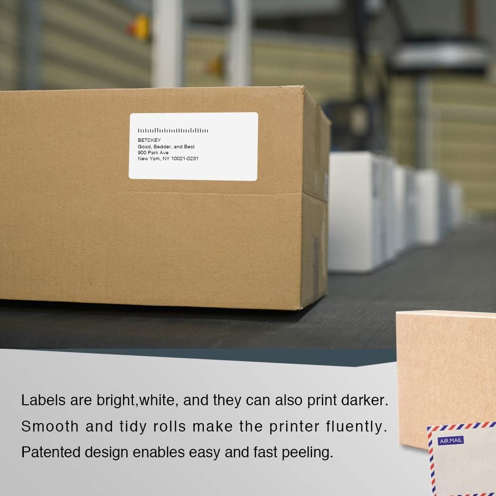 BETCKEY - Compatible DYMO 30323 (2-1/8" x 4") Shipping/Name Badge Labels, Perforated, Compatible with DYMO Labelwriter 450, 4XL, NOT Fit 550 & 5XL [10 Rolls/2400 Labels]