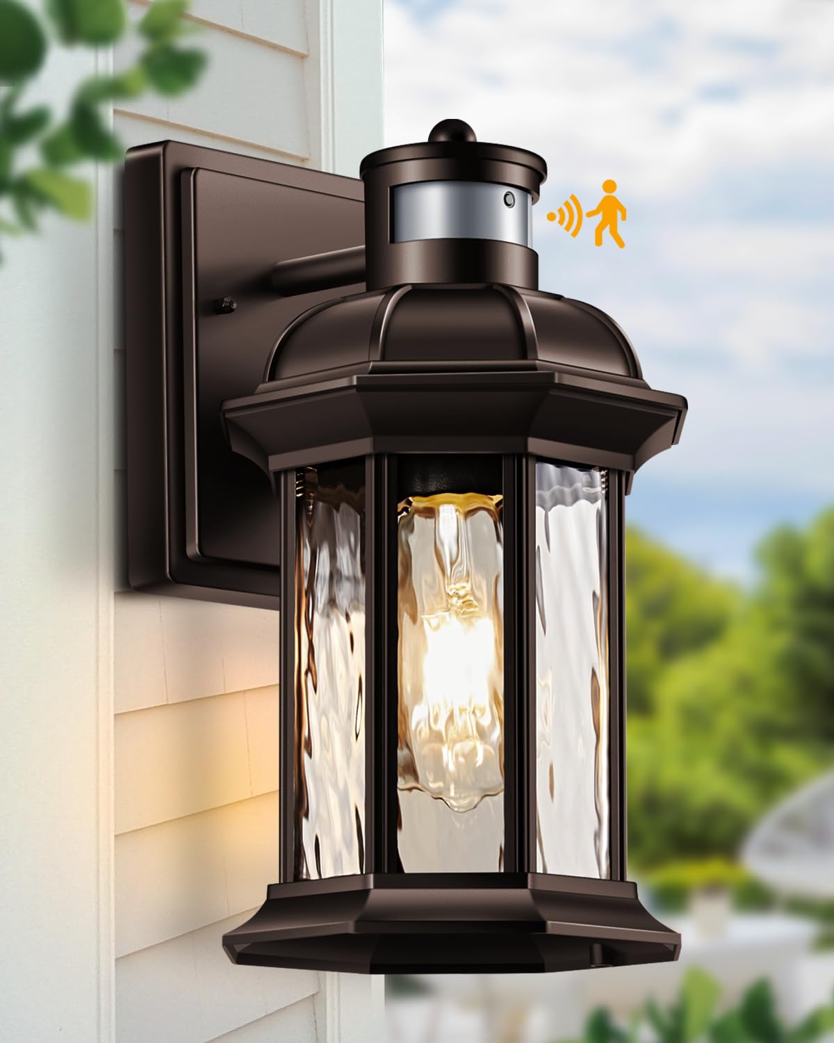 VIANIS Motion Sensor Outdoor Garage Lighting Fixtures, Farmhouse Oil Rubbed Bronze Exterior Wall Light Wall Mount for House, Anti-Rust Waterproof Outdoor Sconce Lights for Front Porch, Patio