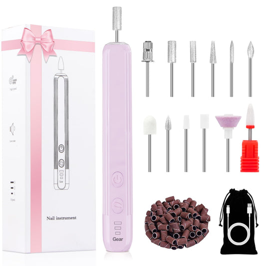 Professional Manicure Pedicure Kit -360° Light, Rechargeable Electric Nail Drill, Cordless Electric Nail File Set, 3 Speeds Hand Foot Care Nail Drill for Thick Nail Toenail Cuticle