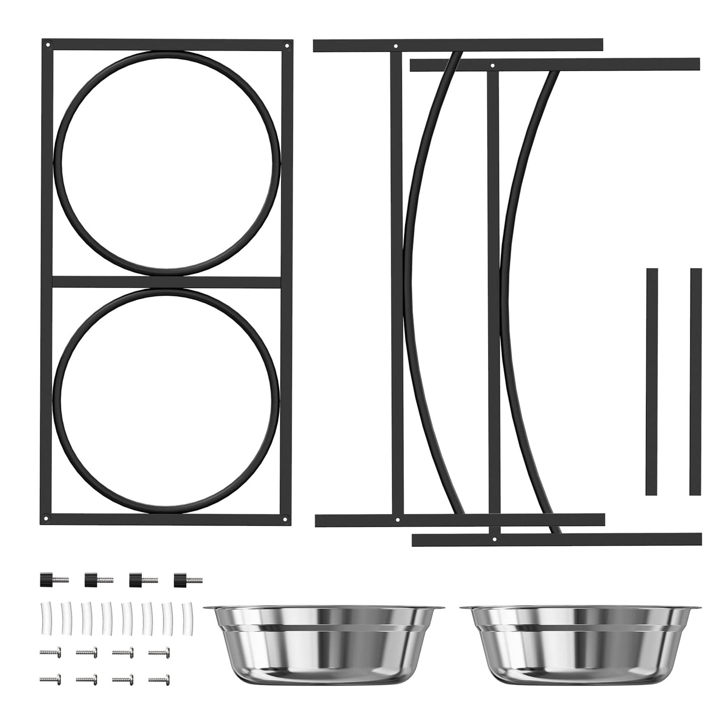 LUEXBOX Dog Bowls, Raised Pet Feeder with Stand, Stainless Steel, 10.5 inch Height, Medium or Large Breeds