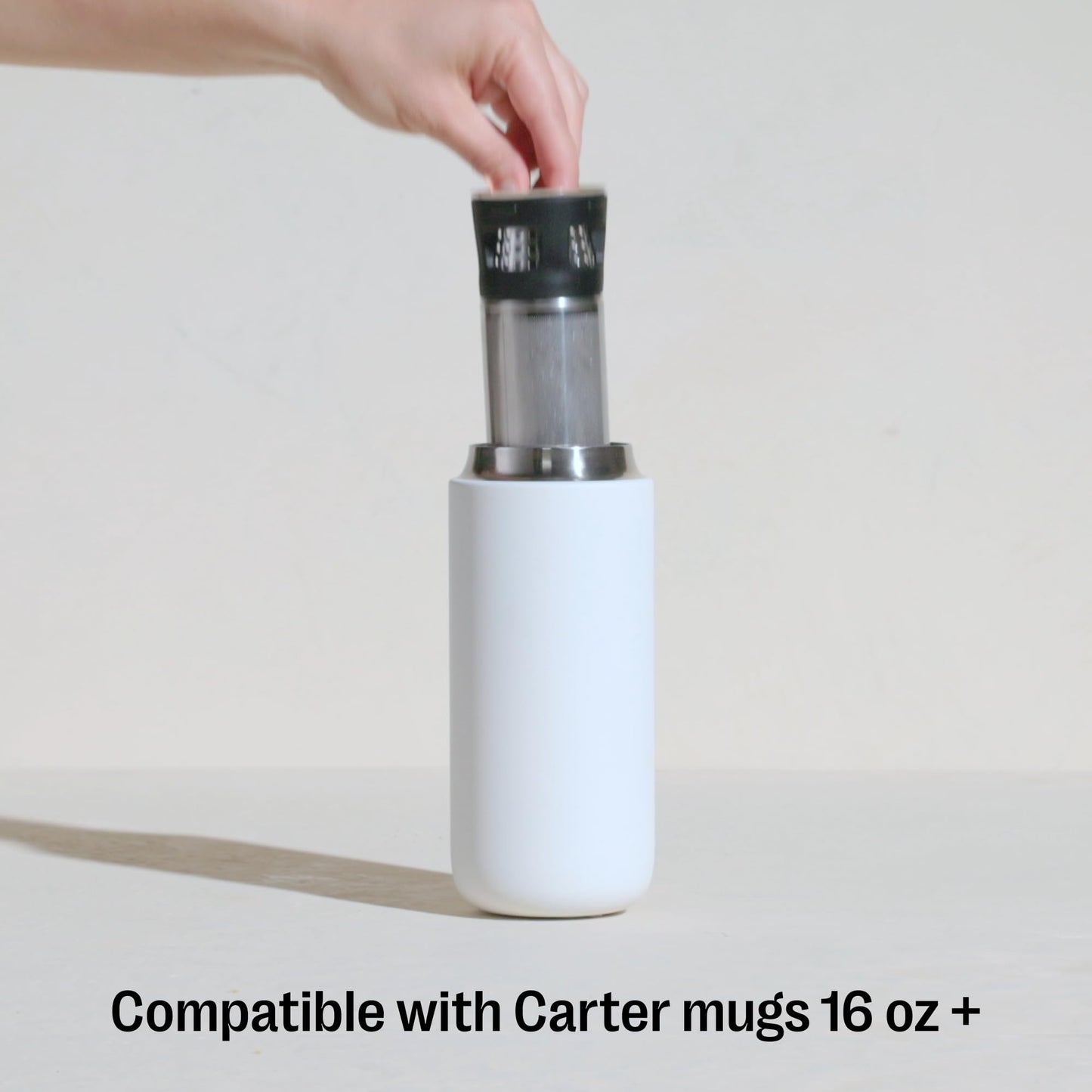 Fellow Carter Tea + Cold Brew Infuser & Carter Move 16 oz Tumbler Set - Steep Tea On-The-Go - Vacuum-Insulated Stainless Steel Travel Mug Snap-in Infuser for Steeping, Cold Brew, Stone Blue