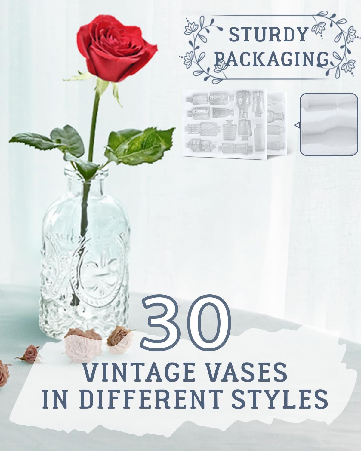 Yirilan Flower Vase, Set of 30 Bud Vases for Wedding Decor, Transparent Small Vases, Bud Vases Bulk, Suitble for Tables, Living Room, Bedroom and Dinning Room