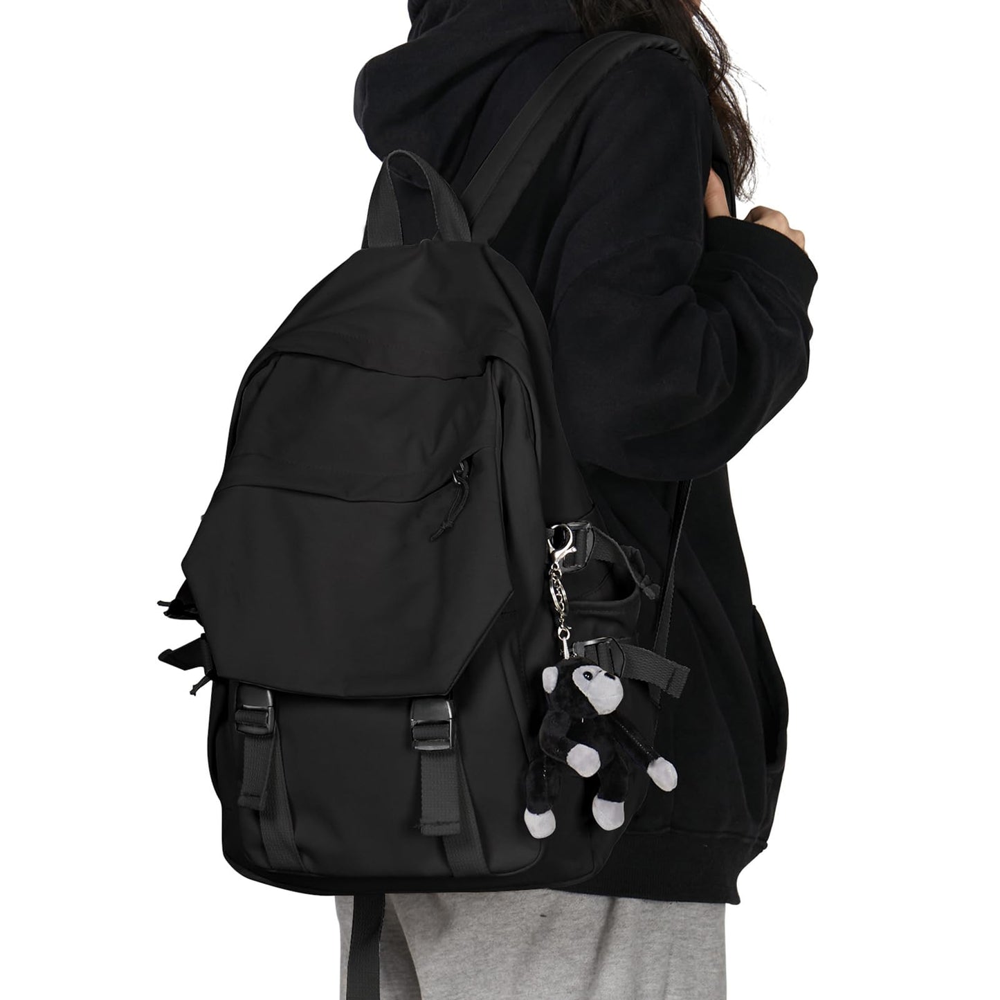 School Backpack for Women Men College High School Bags for Boys Girls Casual Daypack Laptop Backpack Waterproof Black Bookbag Travel Rucksack