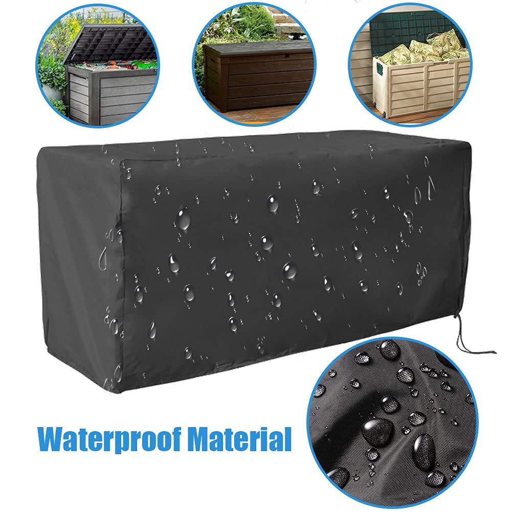 COOSOO Deck Box Cover Waterproof Heavy Duty Patio Ottoman Cover All Weather Protection Outdoor Large Deck Cover Rectangular for Keter Suncast Lifetime