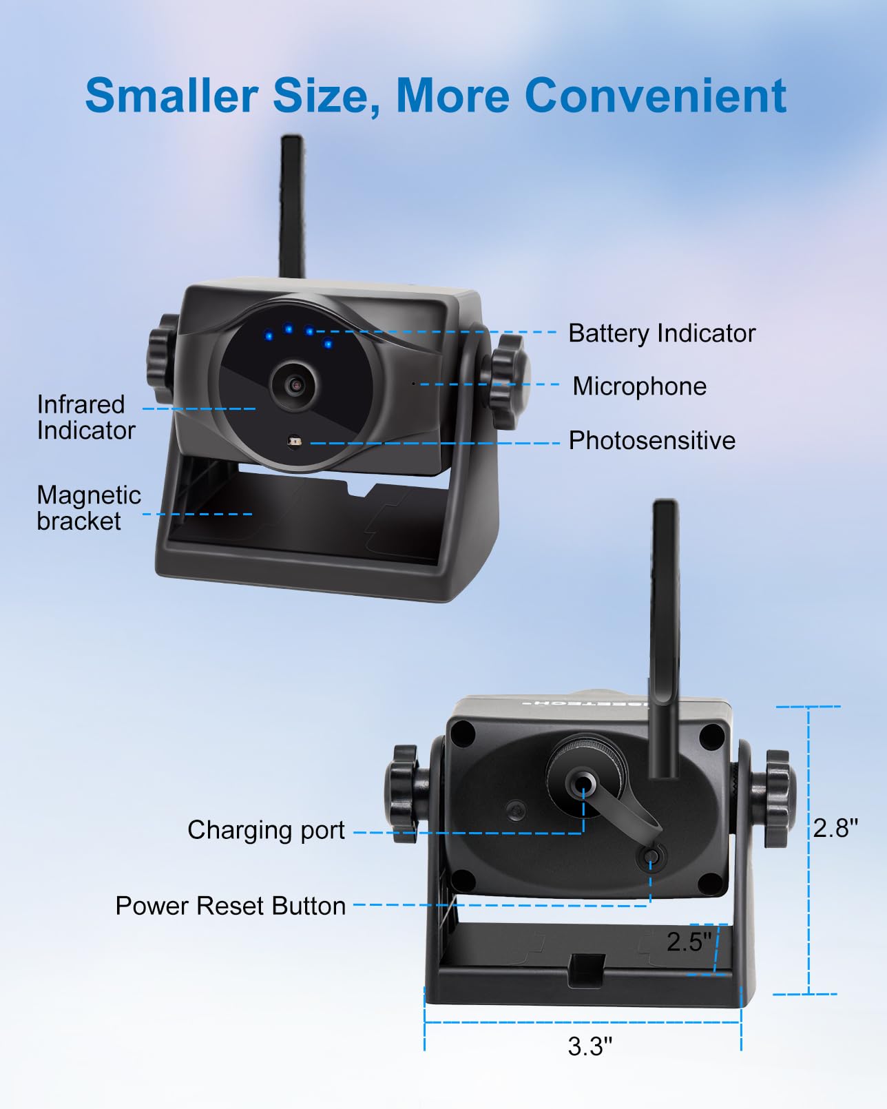 1080P Magnetic Wireless Backup Camera, 90 Days Standby Rechargeable Battery, Waterproof Rear/Front View Camera for Hitching Boat Trailer Horse Pickup RV Car for iPhone iPad Android