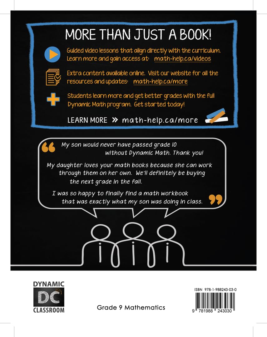 Dynamic Math Workbook - Complete Grade 9 Mathematics Curriculum (AB, SK, MB, NU, NT, PE, NB, & NL Edition)