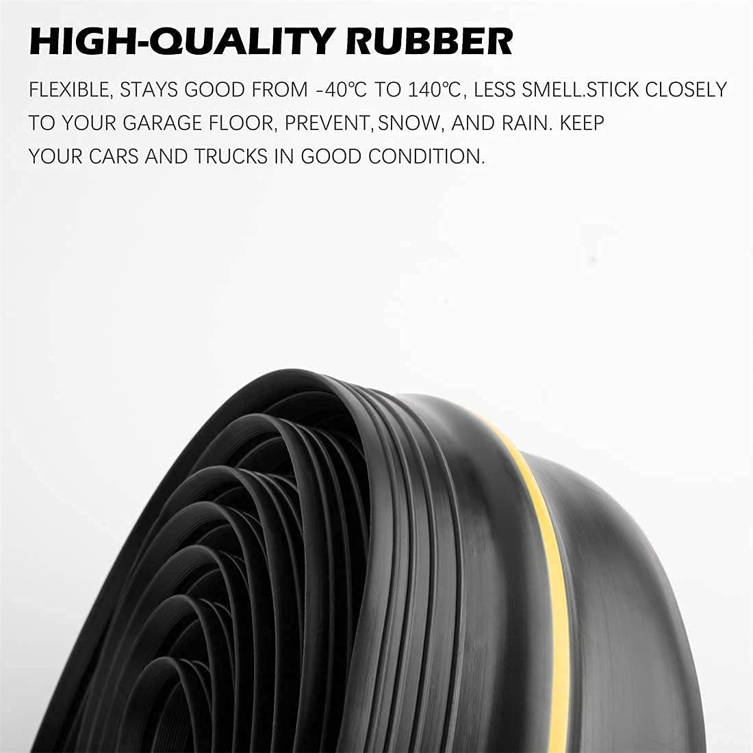 Universal Garage Door Bottom Threshold Seal Strip,Weatherproof Rubber DIY Weather Stripping Replacement, Not Include Sealant/Adhesive (10Ft, Black)