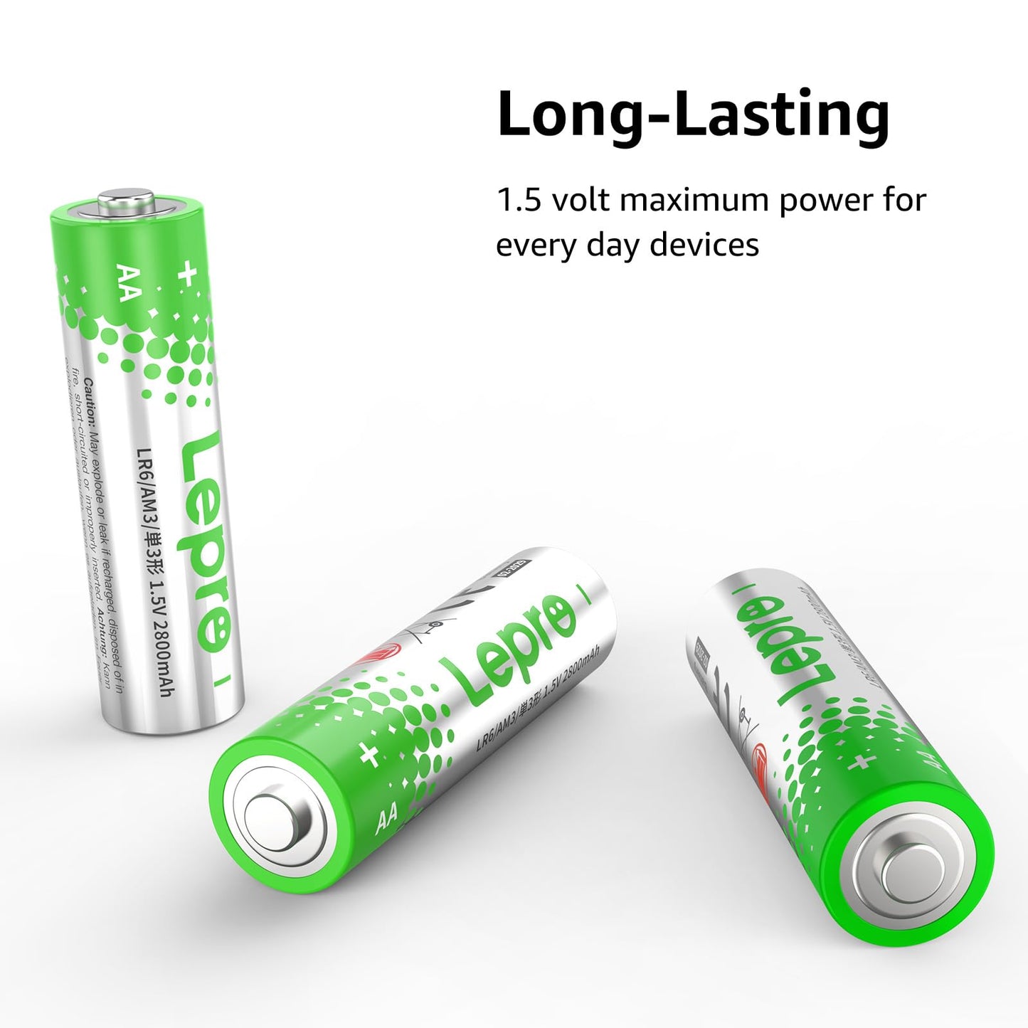 Lepro AA Batteries 100 Count, Double A Alkaline Batteries with Ultra Long-Lasting Power, 1.5 Volt 2800mAh LR6, Holds Power Up to 5 Years, High-Performance, Leak-Proof, Corrosion-Resistant