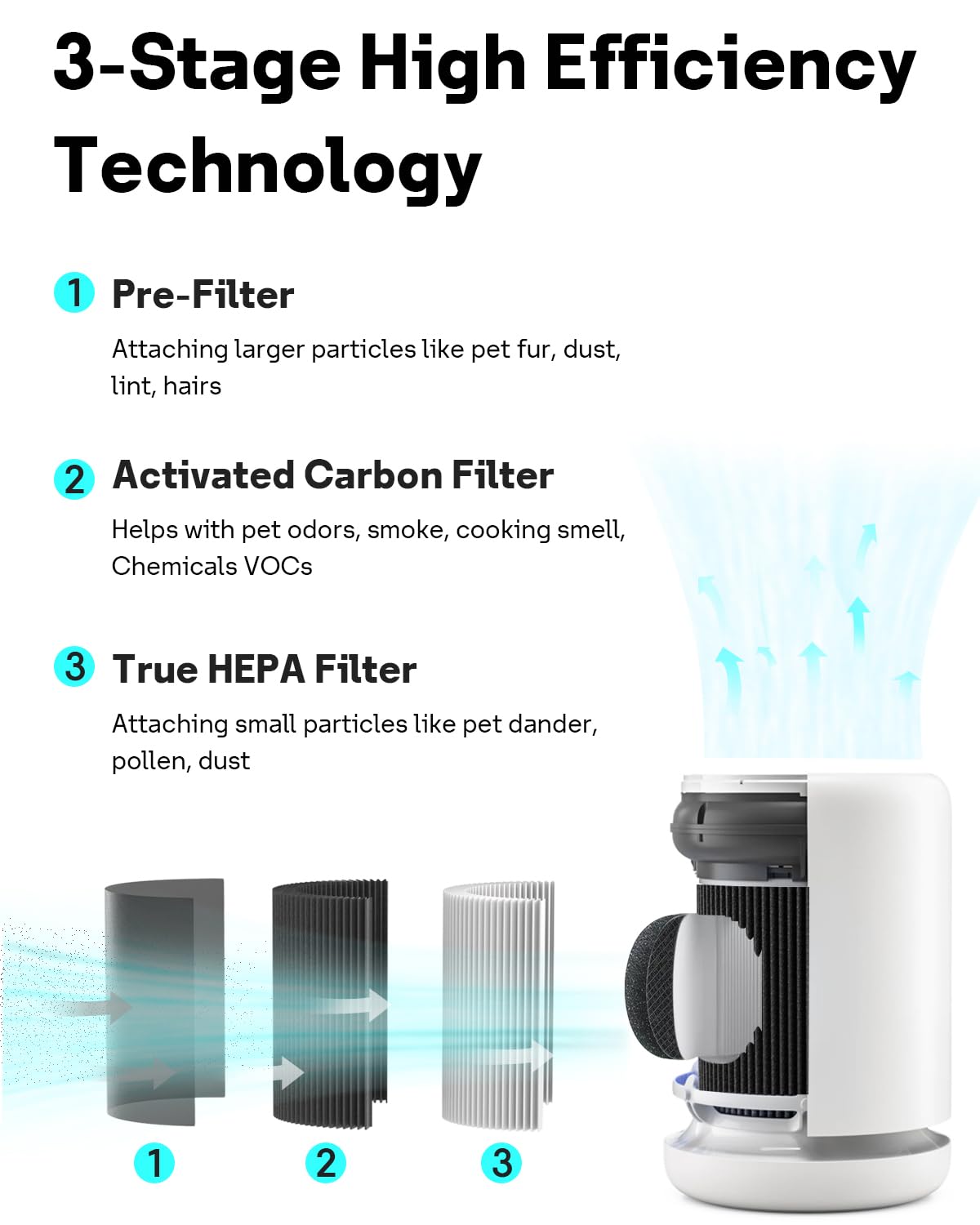 Leemone 2 Pack H13 True PECO-HEPA Filter Replacements for Molekule Air Mini & Air Mini + Air Purifiers, High-efficiency Cleans Air of Smoke VOCs Dust & Other Pollutants