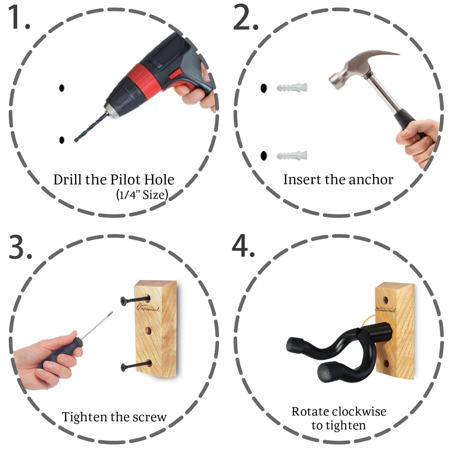 Guitar Wall Mount 3 Pack, Ash Hardwood Guitar Hanger, U-Shaped Guitar Wall Hanger Mount Holder Hook Stand Wall for Acoustic, Electric Guitar, Banjo, Bass, Gift for Player
