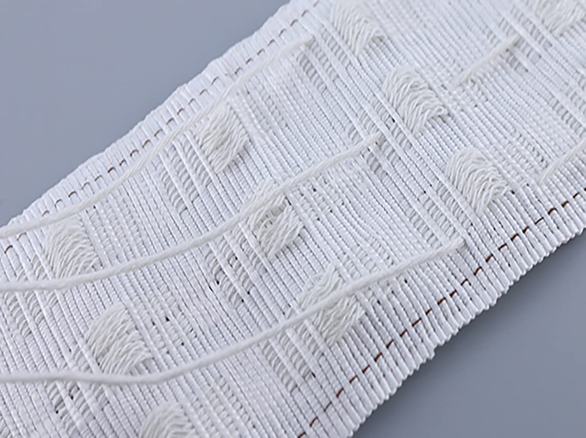 Marcoborthers Curtain Pleating Tape 20 Yards White British Style with 100 Pcs Stainless Steel Curtain Pleat Hook Clip, Perfect for Making Home Decor Projects.
