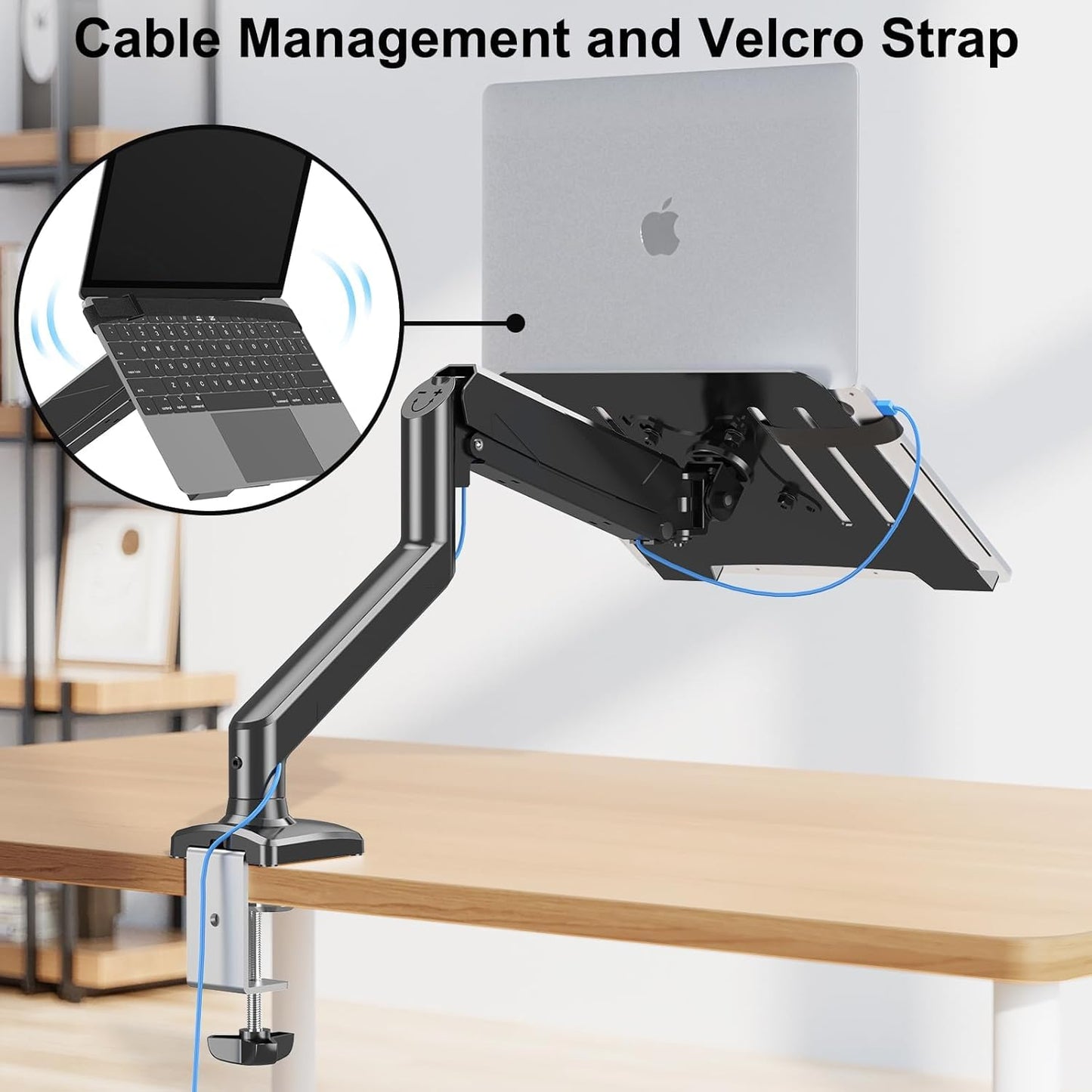MOUNTUP Laptop Stand, Adjustable Aluminum Laptops Arm Mount for 13-17 Inch Notebook & 32" Monitor, Laptops Arm for Desk Holds up to 17.6lbs, 2-in-1 Laptop Desk Mount with Clamp/Grommet