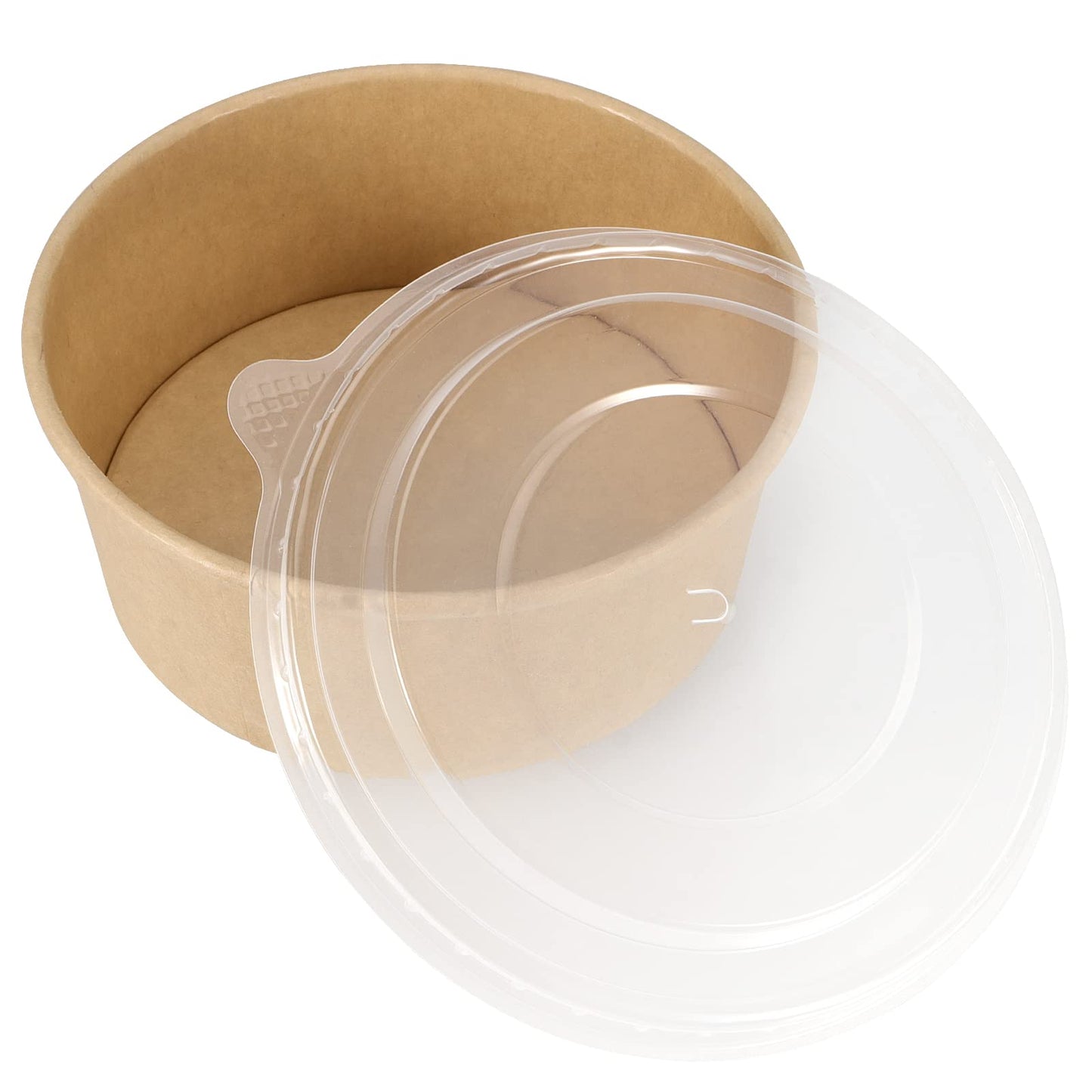 SINJEUN 60 Pack 25 Oz Kraft Paper Bowls with Lids, Disposable Kraft Paper Bowls Food Containers, Round Kraft Paper Salad Bowls Party Restaurant Supplies for Hot/Cold Food, Soup, Ice cream, Takeout