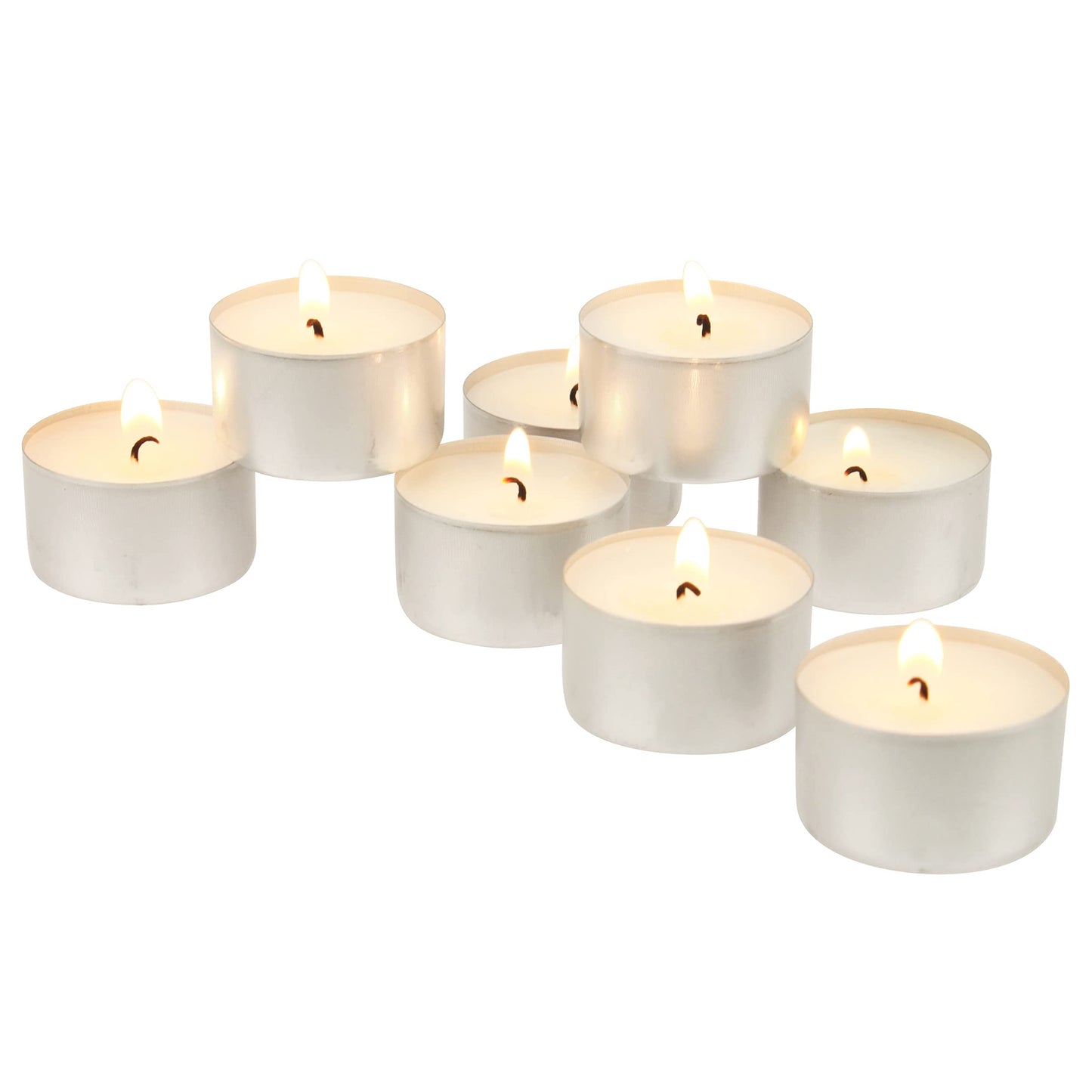 Stonebriar Unscented Tea Light Candles – 8 Hour Extended Burn Time, Smokeless Long-Lasting Wax Candles for Weddings, Holidays, Home Décor & Special Events, White, 100 Count