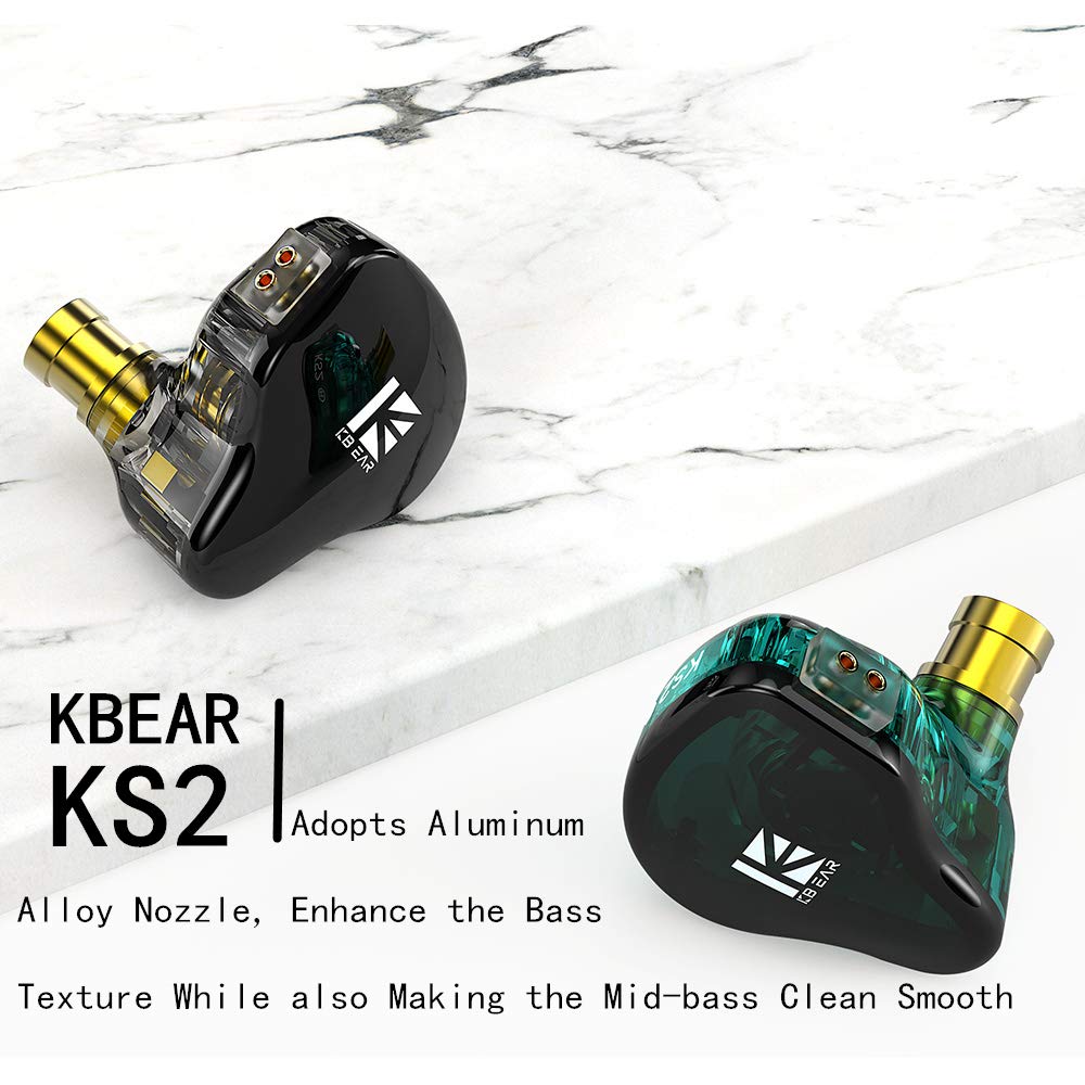 KBEAR KS2 IEM, in Ear Monitor Headphones Hybrid 1BA 1DD Wired Earbuds Stereo Bass HiFi IEM Earphone Noise Cancelling High Resolution with Detachable Cable for Running Gaming (USBC with Mic, Black)