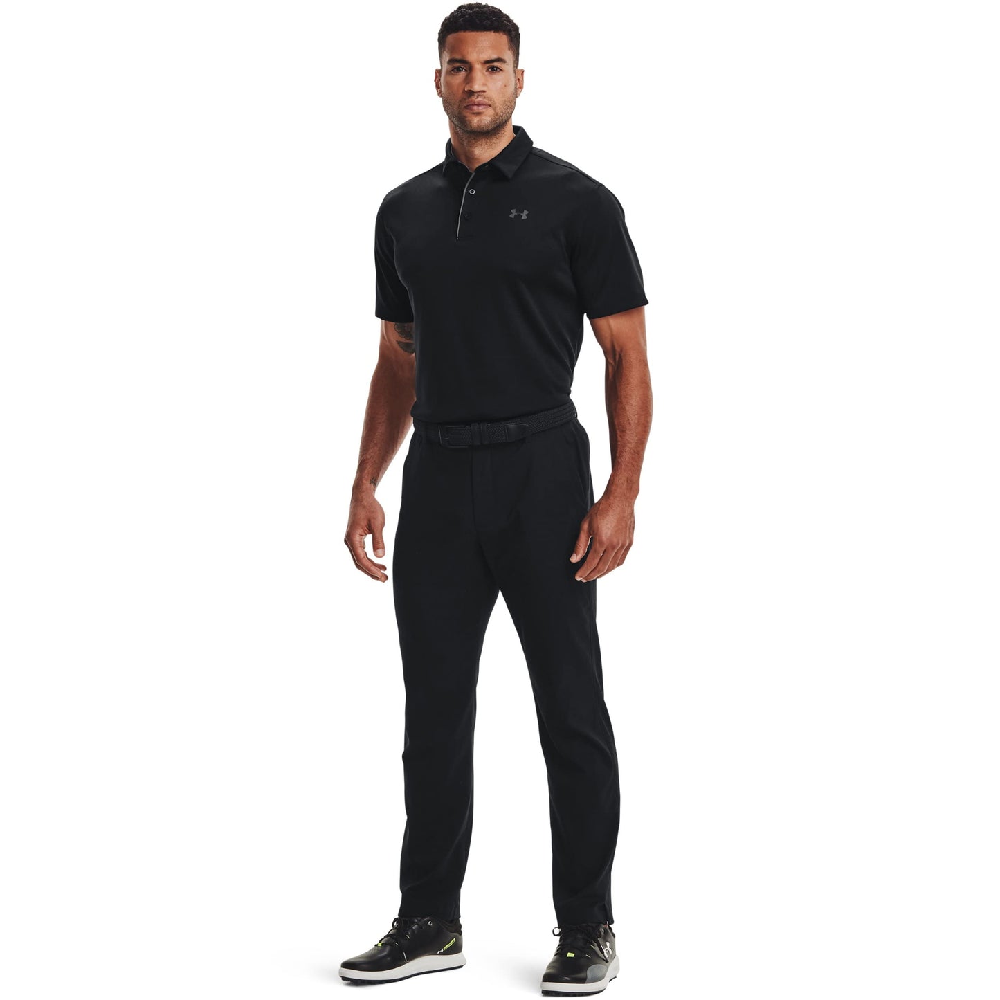 Under Armour mens Tech Golf Polo , Black (001)/Graphite , Small