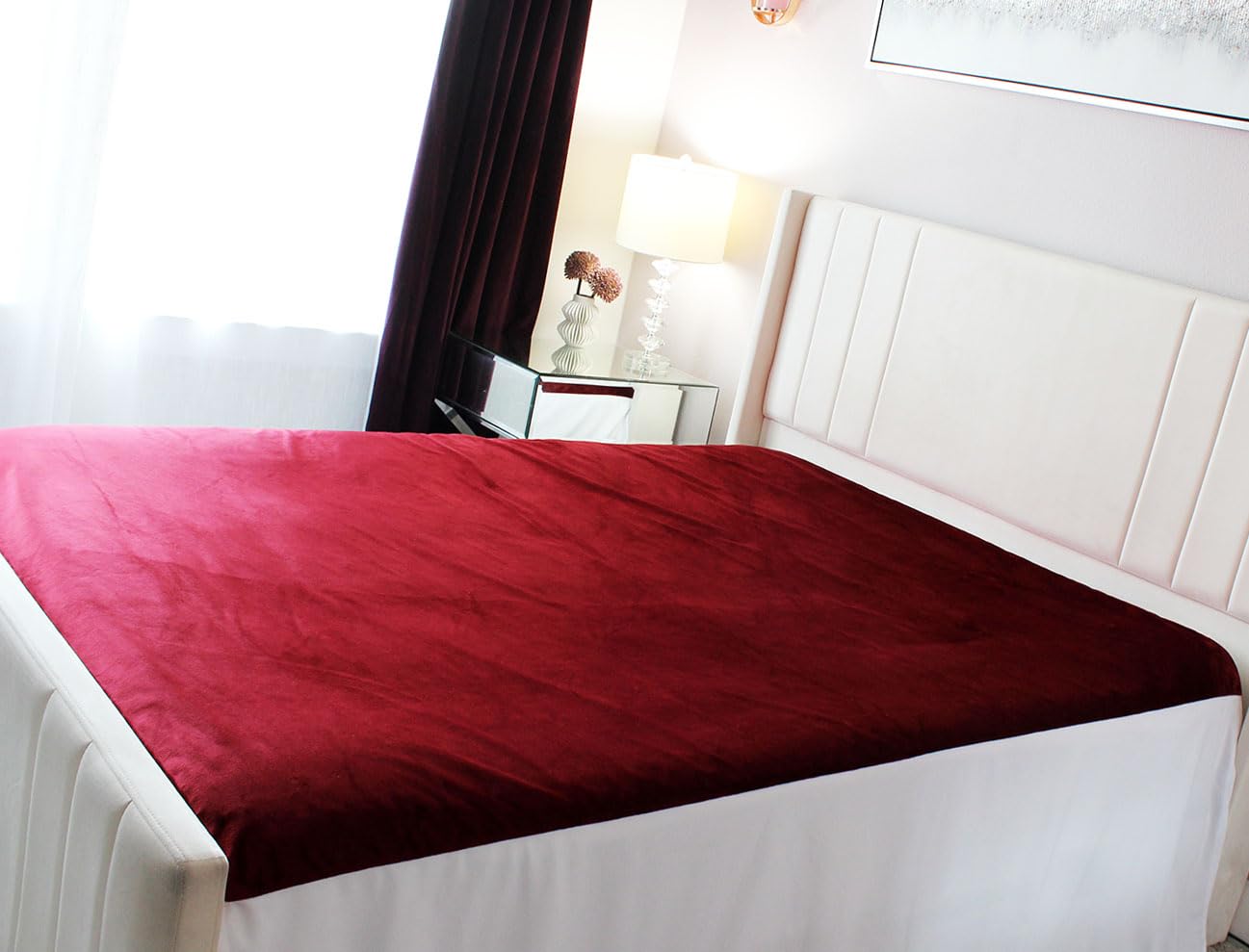 PassionMate100% Waterproof Stain-Proof Intimacy Love Blanket Bed Pad - Couples Gift - Ultra-Soft, Silent, Plush Bedsheets Protector with Tuck-in Sides - Covers Entire Bed (King, Burgundy)