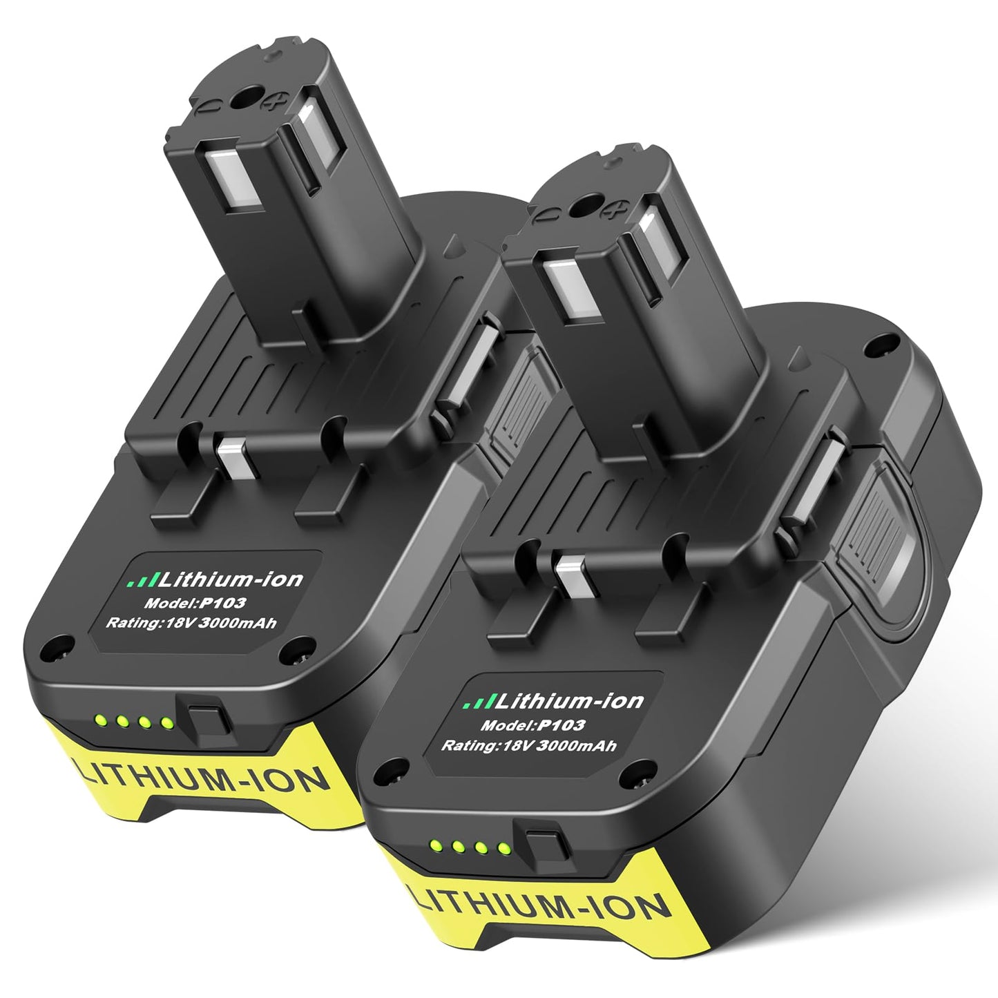 TREE.NB 2Pack 18V 3A Replacement for Ryobi 18V Battery Compatible with Ryobi 18Volt ONE+ Battery P104 P105 P102 P103 P107 P108 P109 P122 Replacement for Ryobi 18V Lithium Batteries