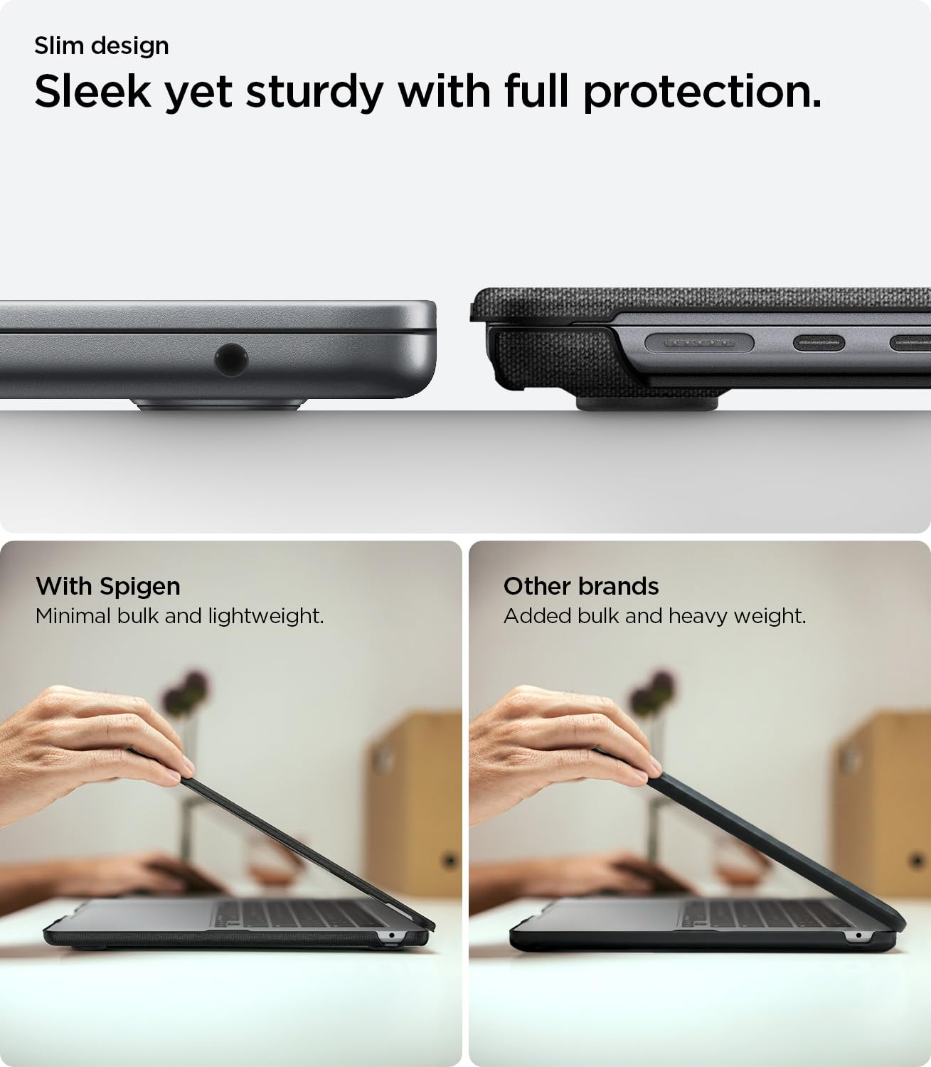 Spigen Urban Fit Designed for MacBook Air 13 inch Case 2024 M3 A3113, 2022 M2 A2681 Protective Premium Fabric Case - Black
