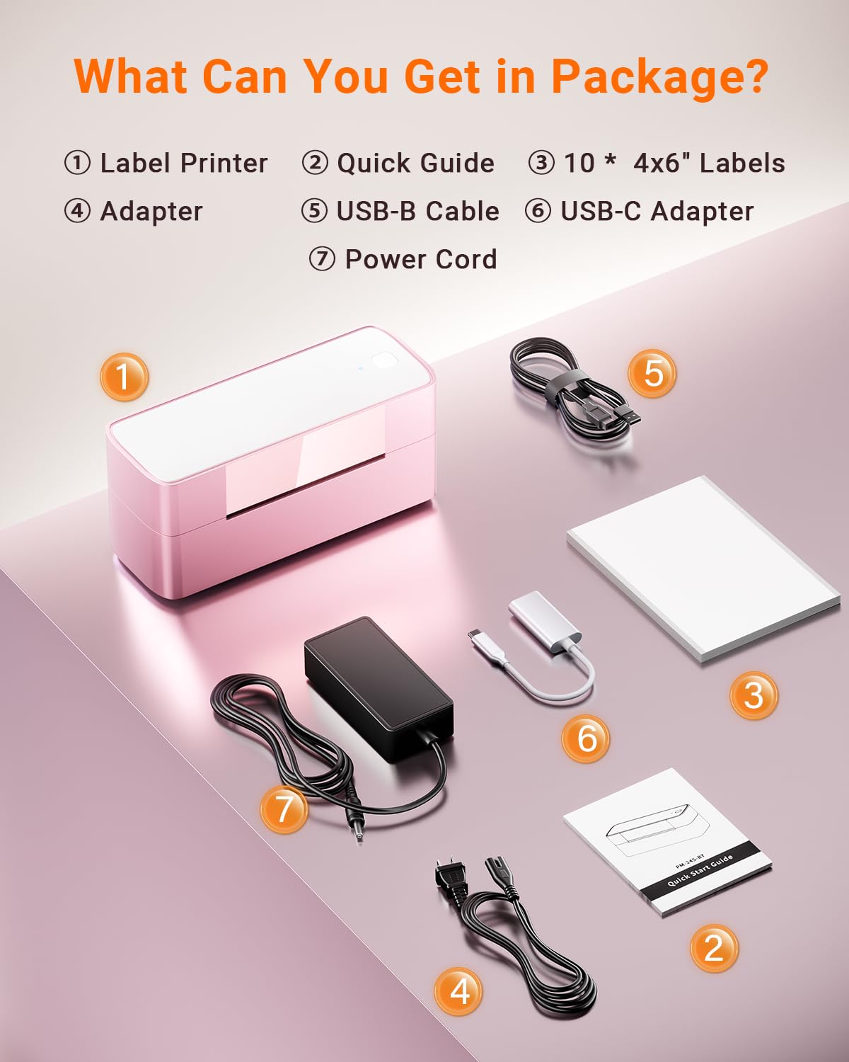 Bluetooth Thermal Label Printer Pink, Wireless Shipping Label Printer 4x6 for Small Business & Shipping Package, Desktop Label Printer, Compatible with macOS, Canada Post, Amazon, Shopify, Etsy