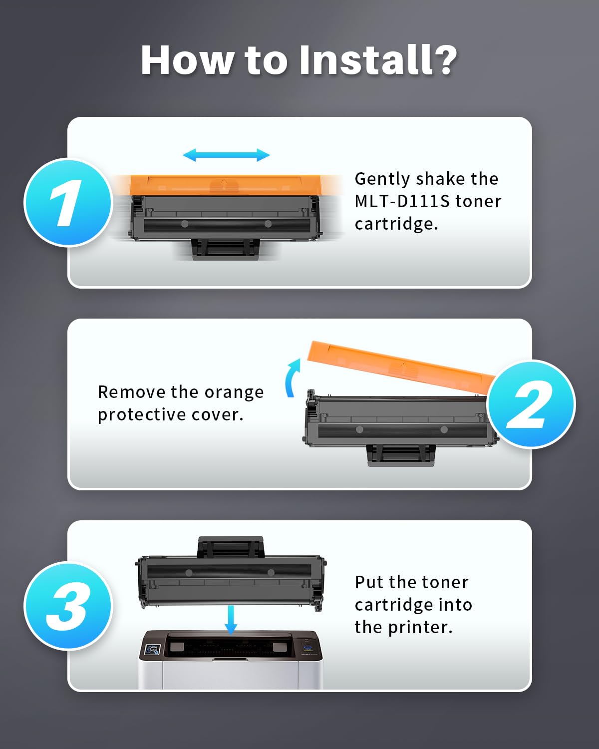 (with CHIP) MLT-D111S Toner Cartridges Compatible Replacement for Samsung MLT-D111S D111S 111S MLT111S for Samsung M2020w M2070fw M2020 M2070 M2070w M2024w M2022w M2071W Printer (2 Black, 2-Pack)