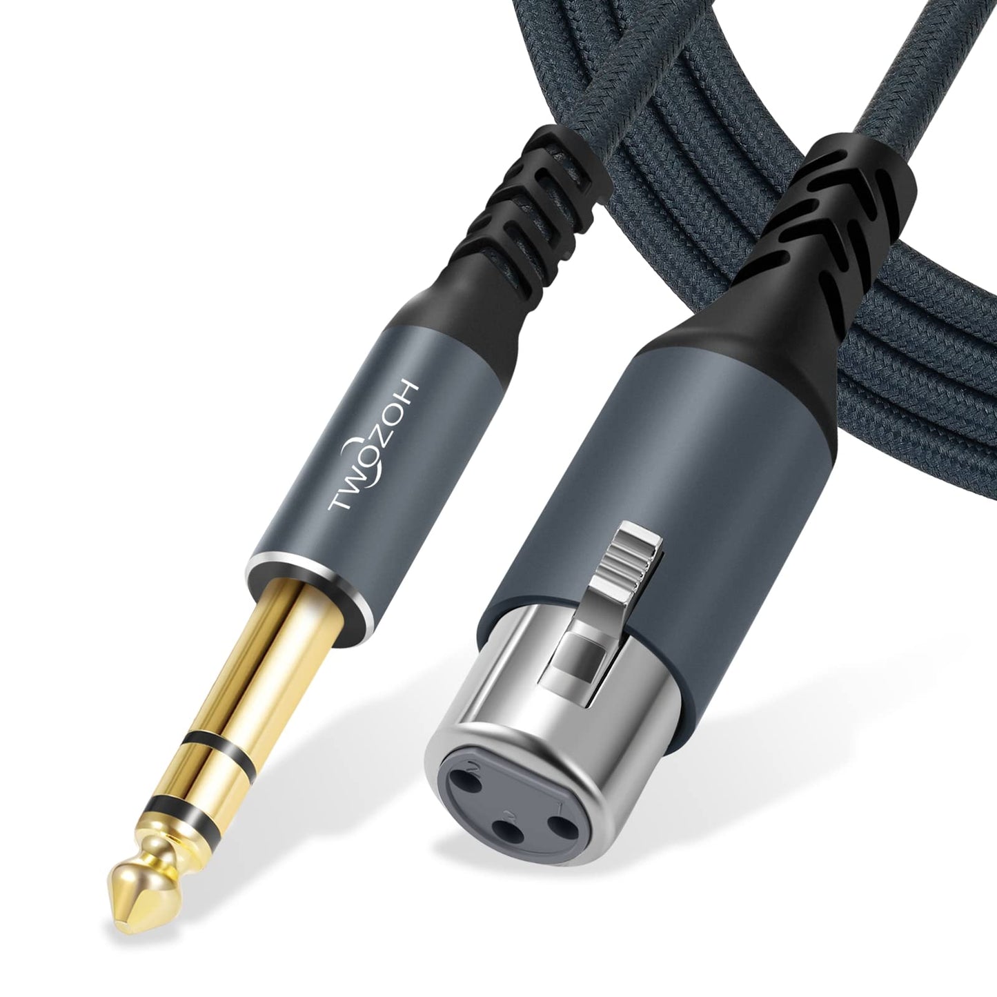 Twozoh XLR Female to 1/4 Inch (6.35mm) TRS Cable 5M / 15FT 2 Pack, Braided Quarter inch Stereo Jack Balanced to XLR Microphone Cable (Professional/HiFi)