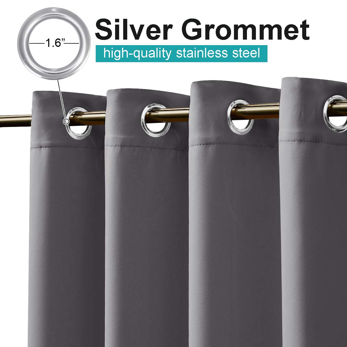 NICETOWN Outdoor Curtains Waterproof 2 Panels - Thick Thermal Insulated Sun Blocking Blackout Drapes with Grommets for Gazebo/Backyard/Yard (84 x 84 Inches, Grey)