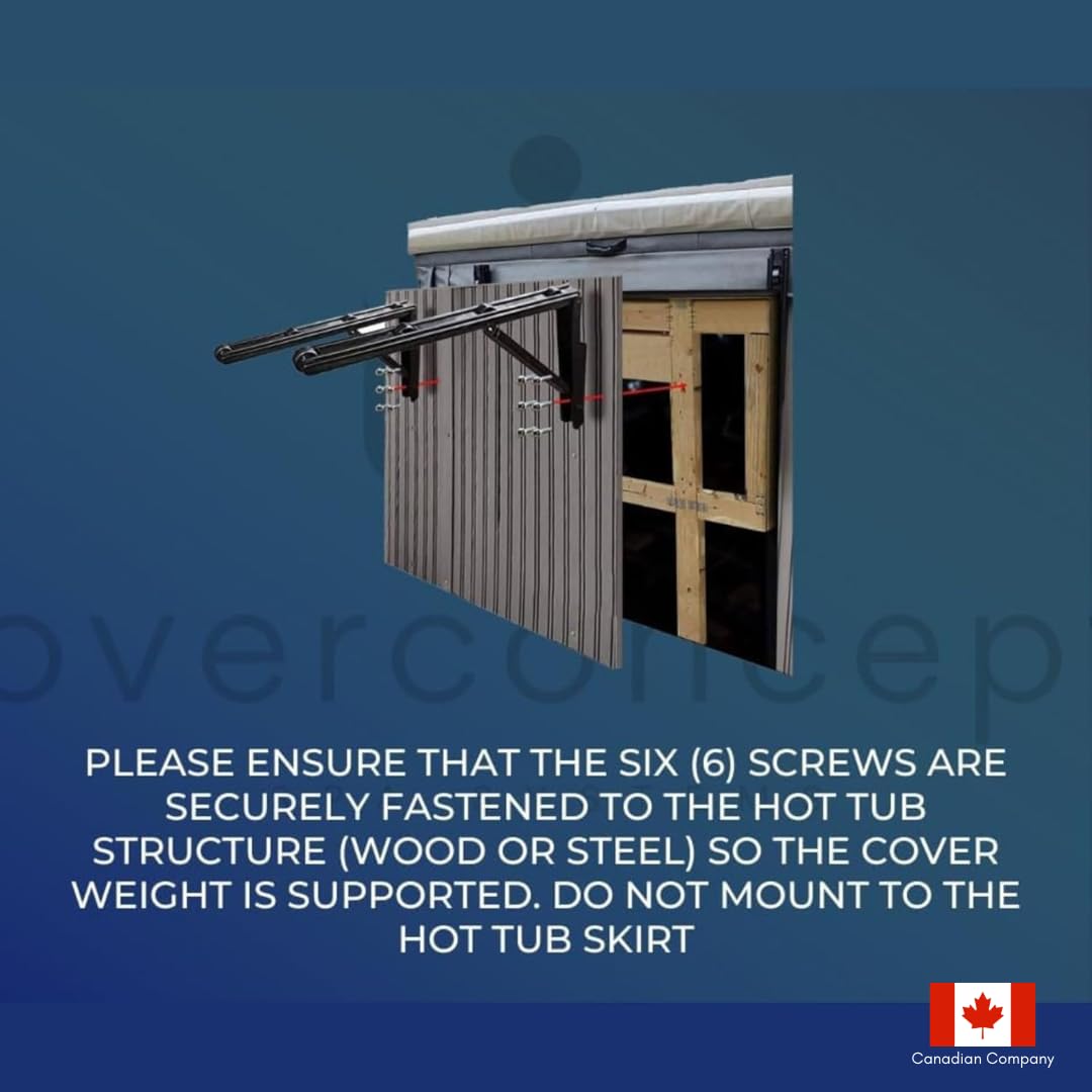 ABC Spa 4 Roller Hot Tub Cover Lifter – Durable Plastic Material, Stainless Steel Hinge Bolt Spa Lifter, Weight up to 75 Pounds, Square & Rectangle Tubs up to 8' Wide